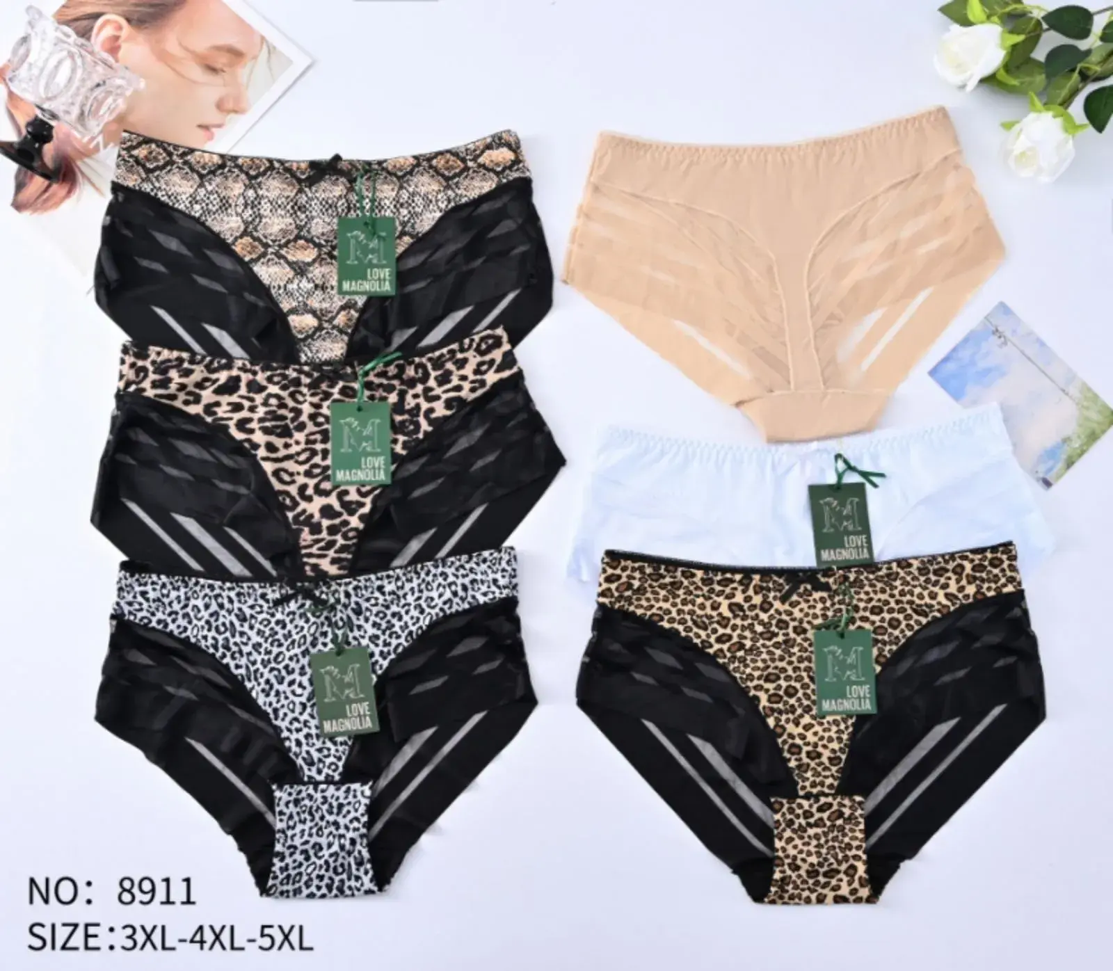 Majtki damskie 3XL-5XL wzór zwierzęcy NO.8911