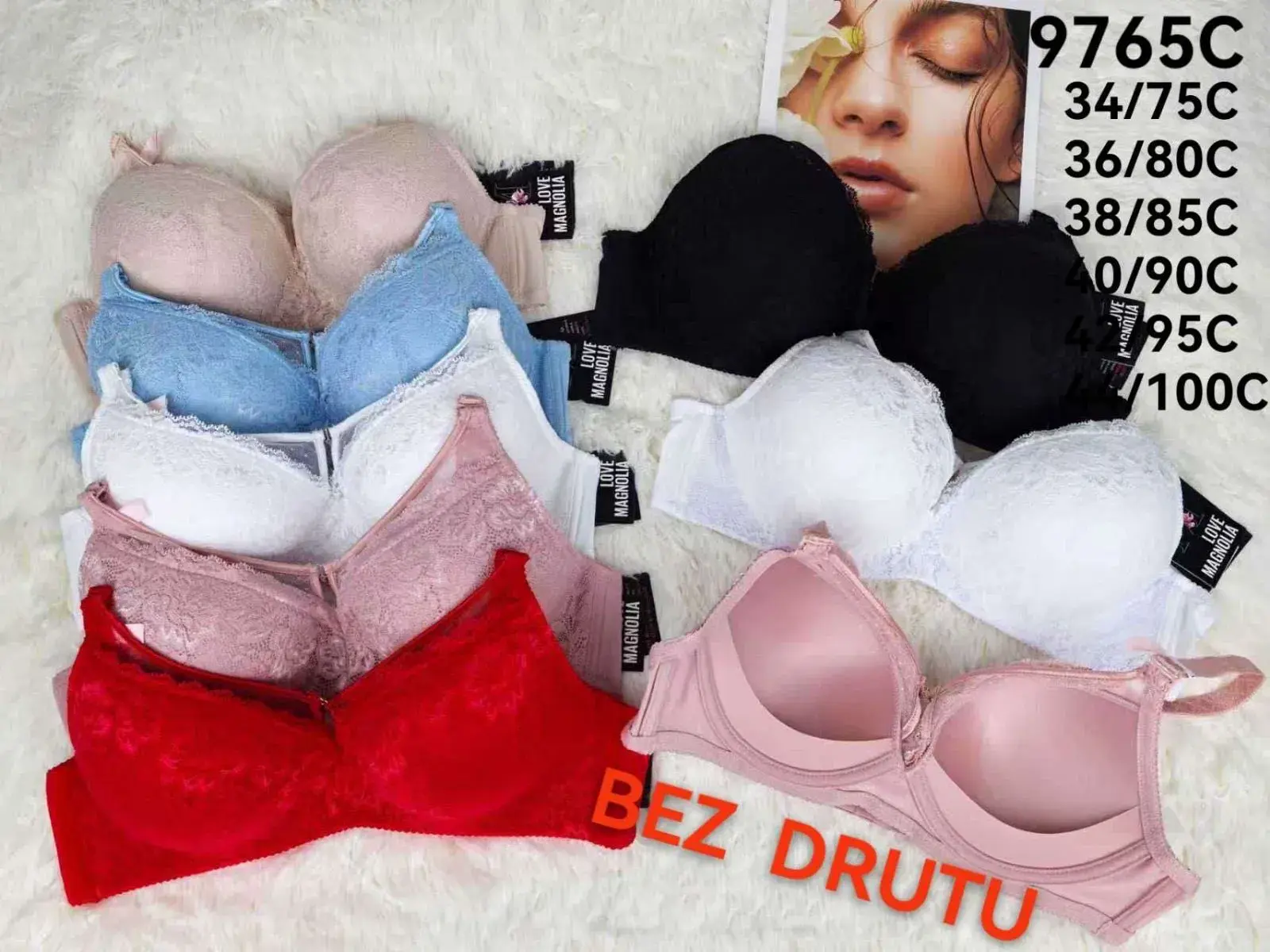 Biustonosz Damski Bez Drutu Rozmiary 34/70C-44/100C