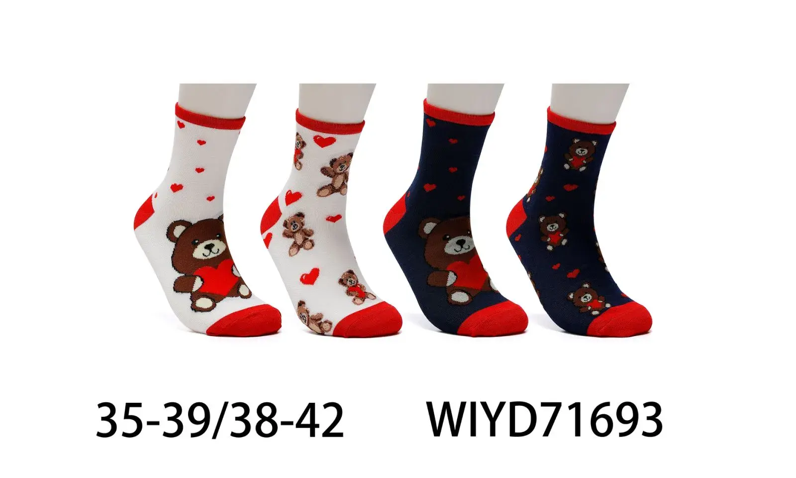 Skarpetki damskie z misiem 4 pary WYID71693 35-39/38-42