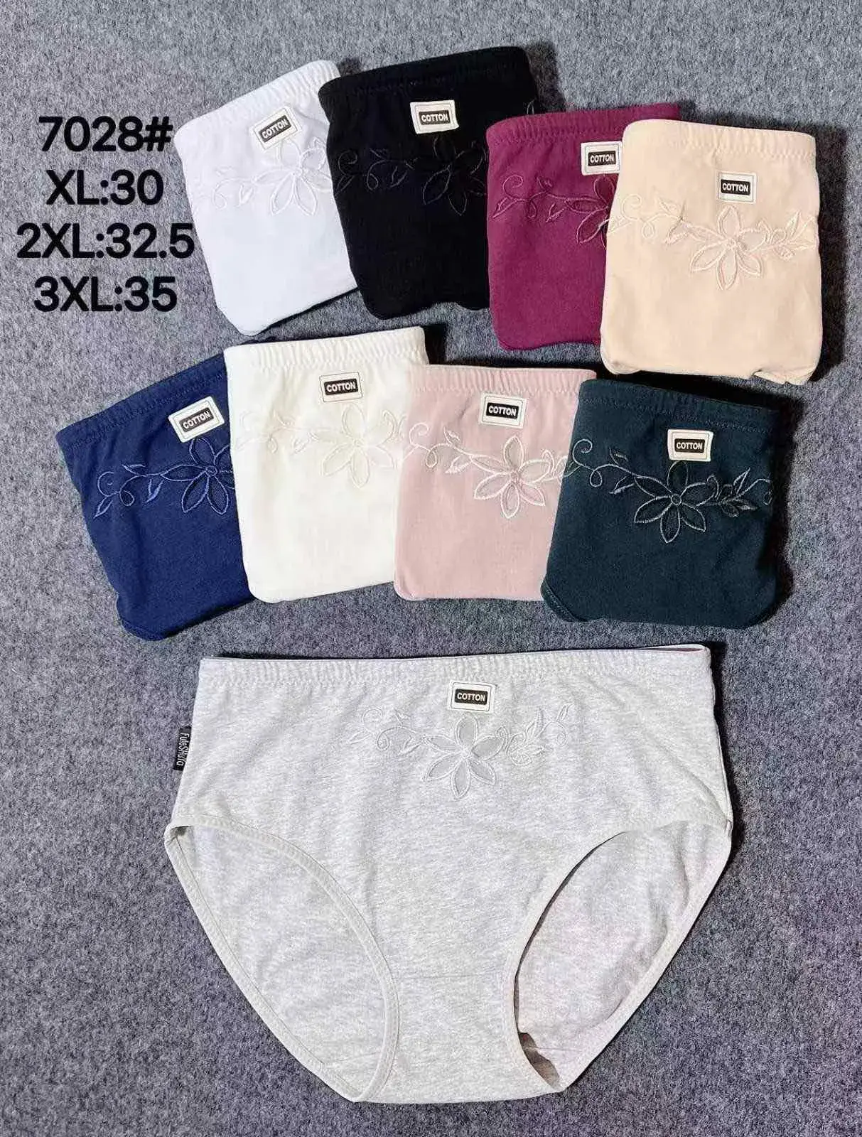 Majtki damskie XL-3XL z haftem kwiatowym, 6 kolorów
