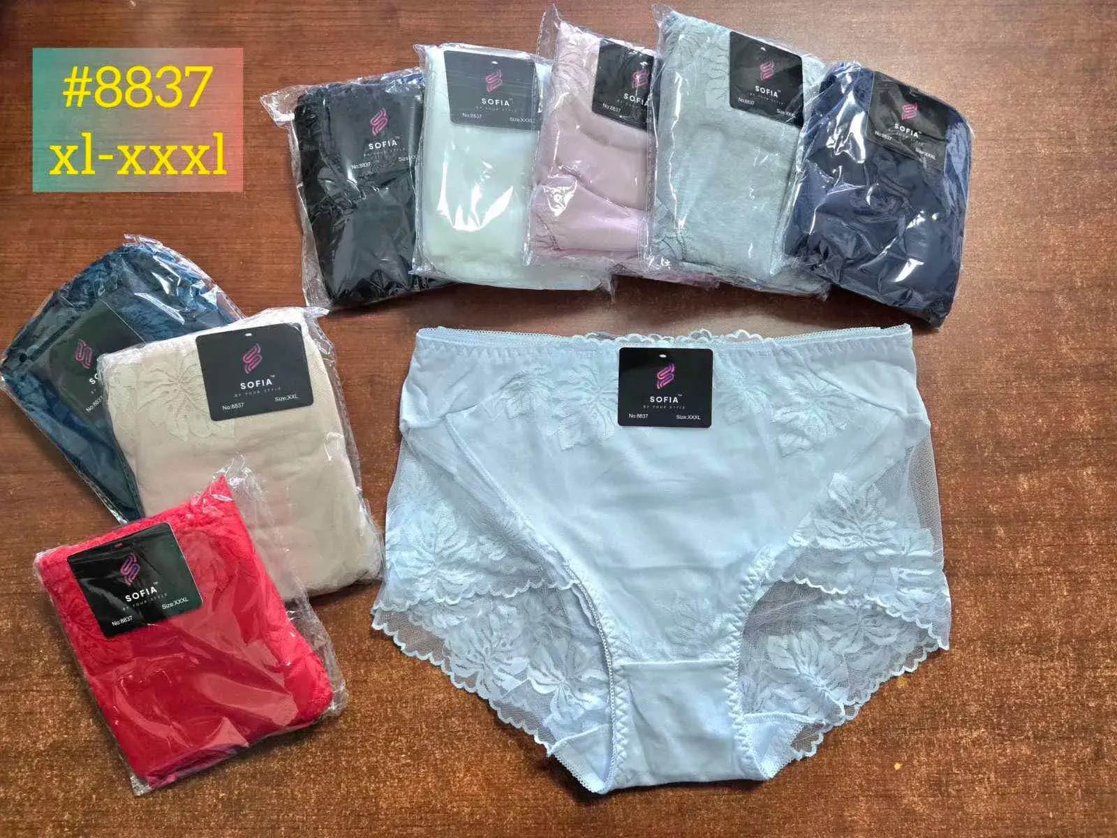 Majtki damskie XL-XXL z koronką, mix kolorów #8837