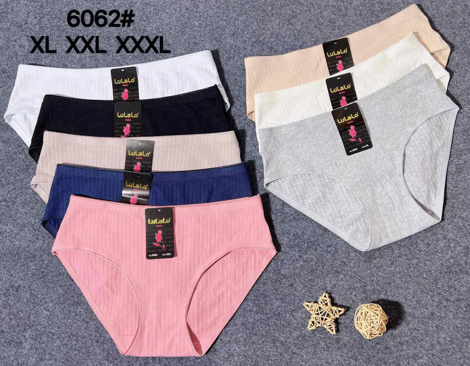 Majtki damskie XL-XXL-XXXL prążkowane 6062# 24 szt/opak.