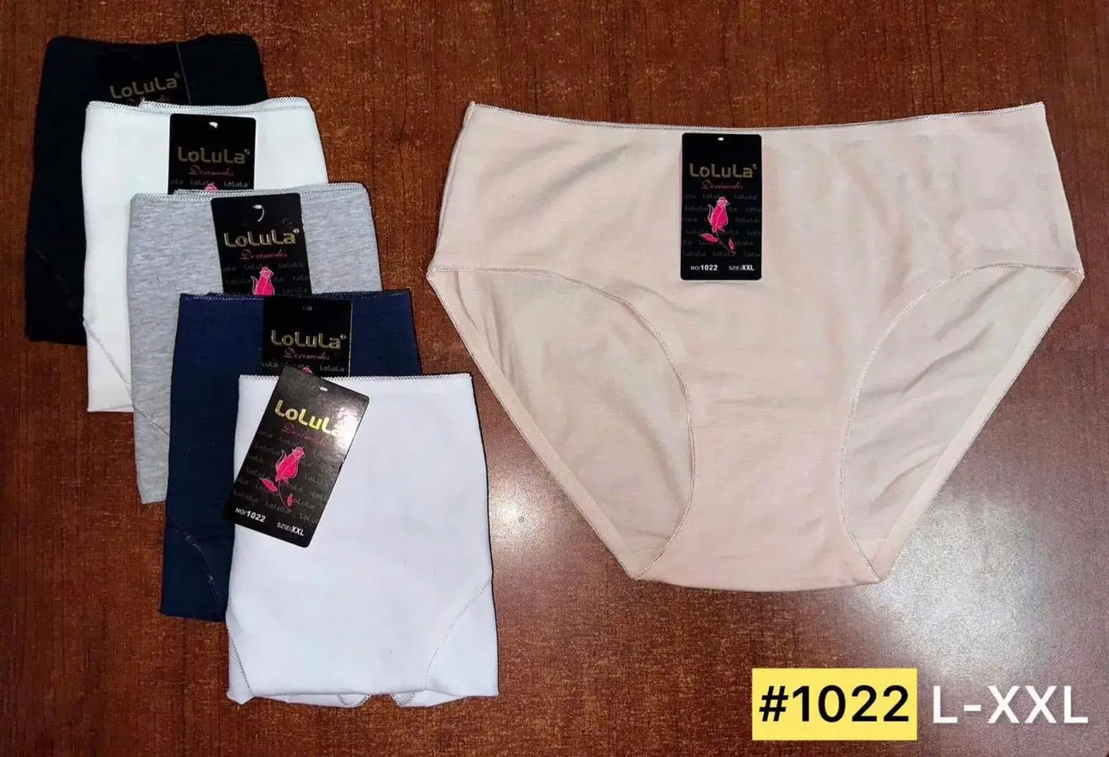 Majtki damskie L-XXL Lola #1022, czarny/biały/szary/beżowy