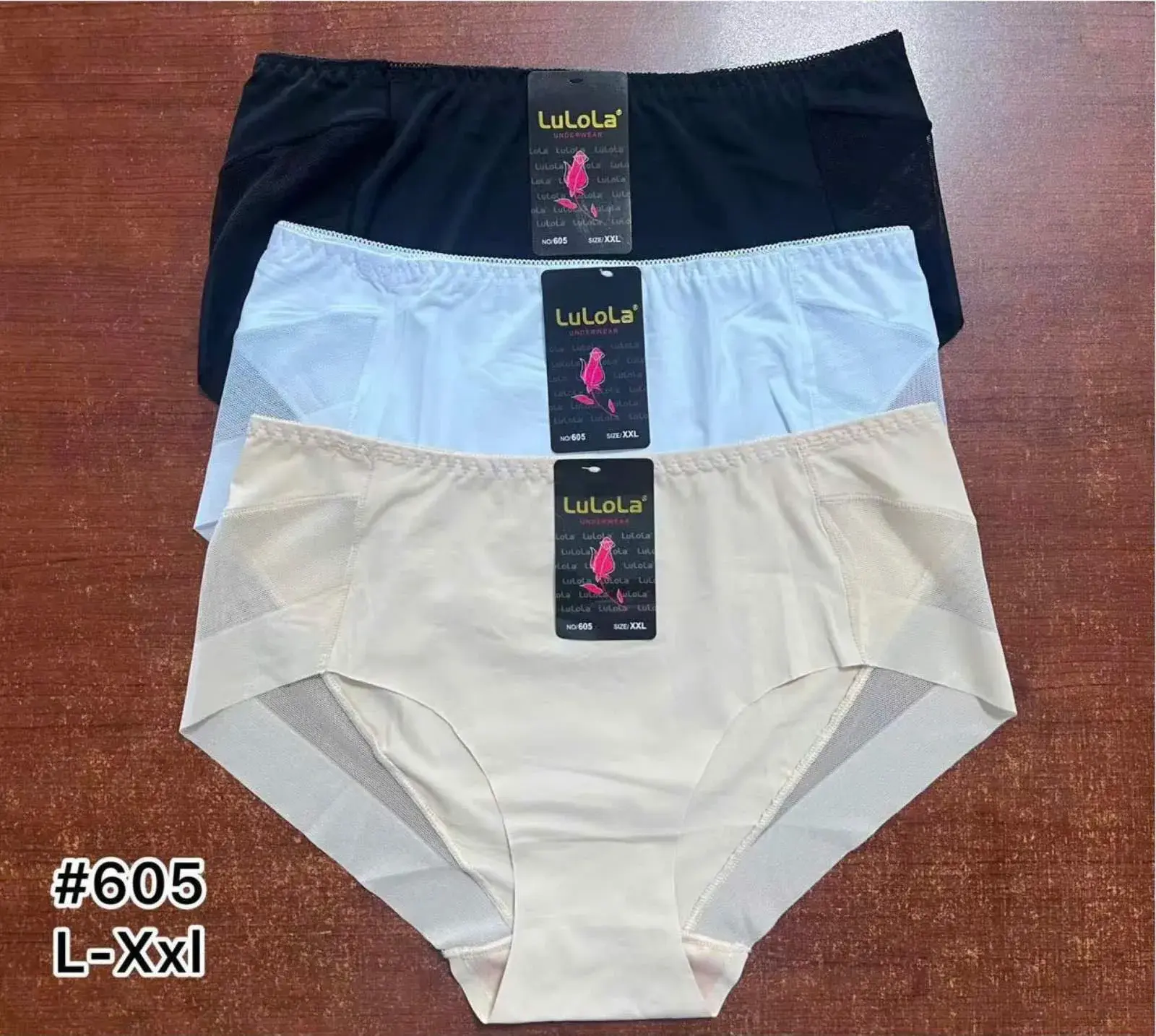 Majtki damskie L-XXL Lula 3 szt. czarny/biały/beżowy