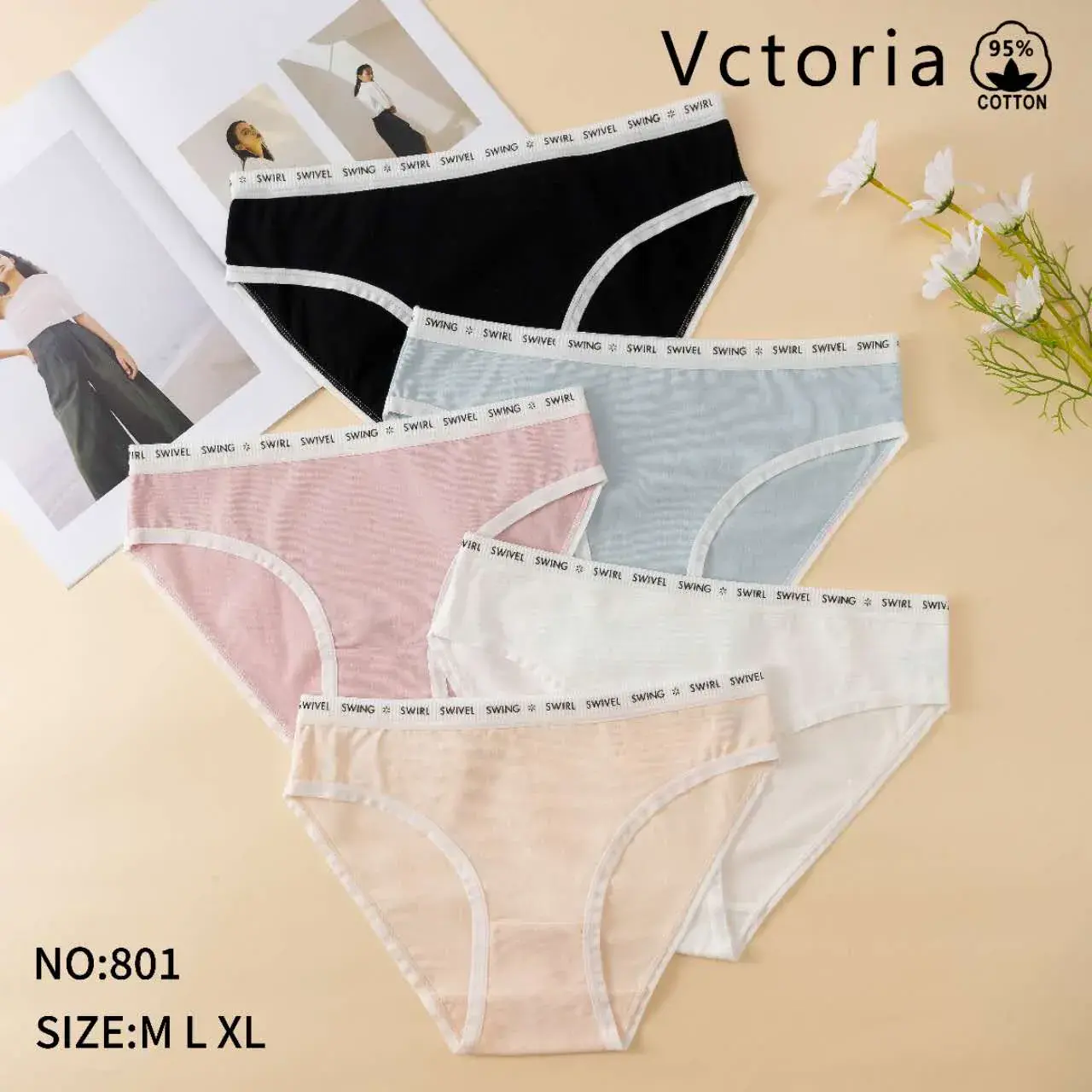 Majtki damskie Victoriaia bawełna 95% NO-801 M/XL