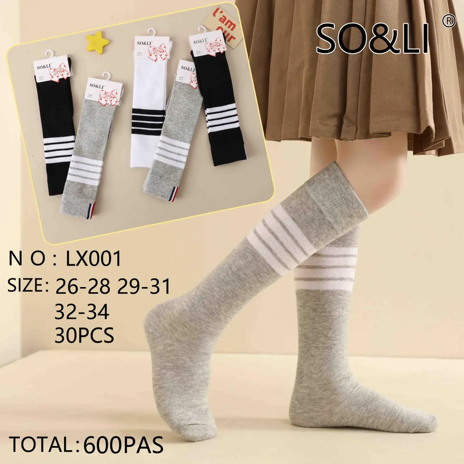 Skarpetki damskie SO&LI LX001 zestaw 30 szt