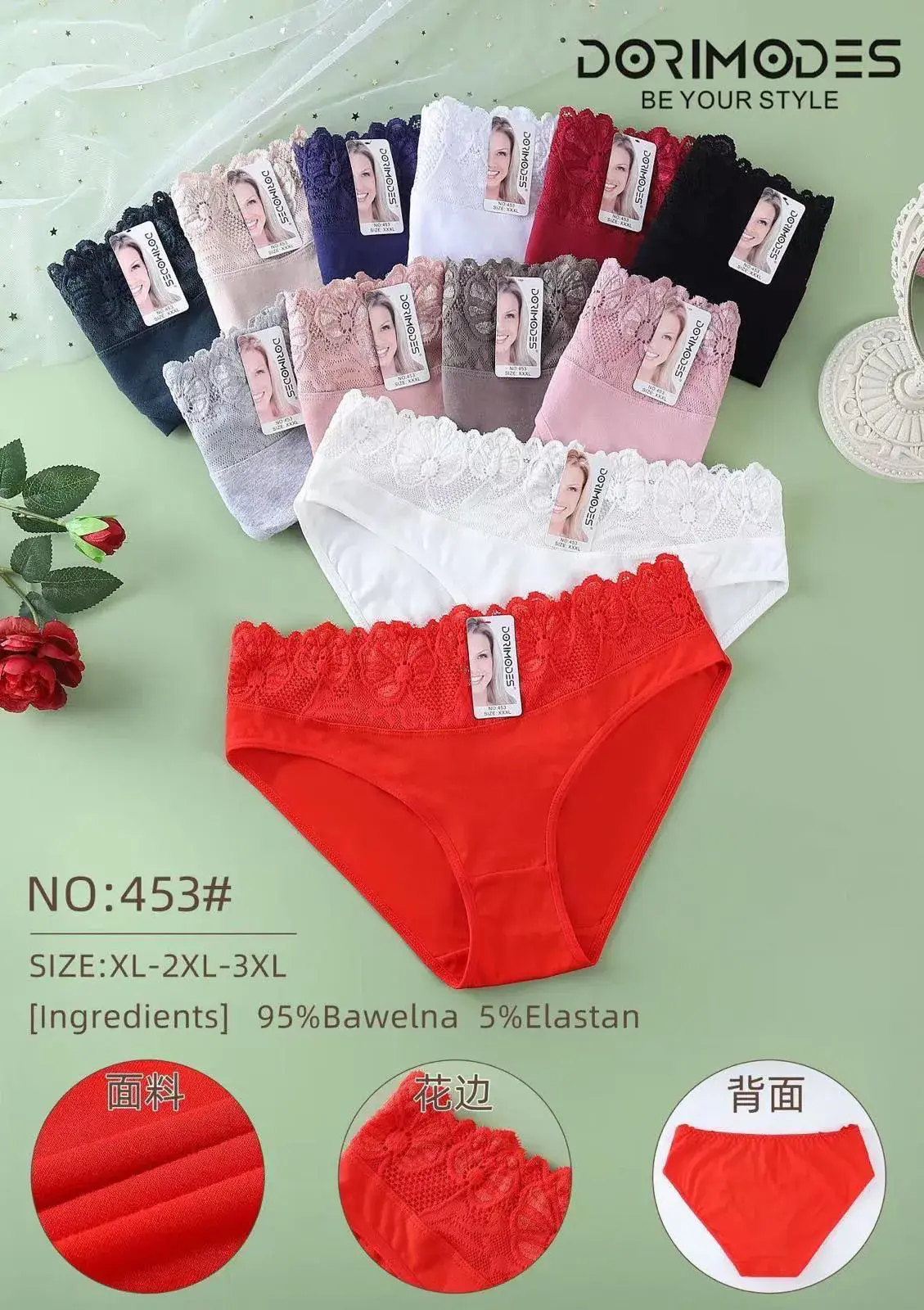 Majtki damskie XL-2XL-3XL 95% bawełna 5% elastan NO:453