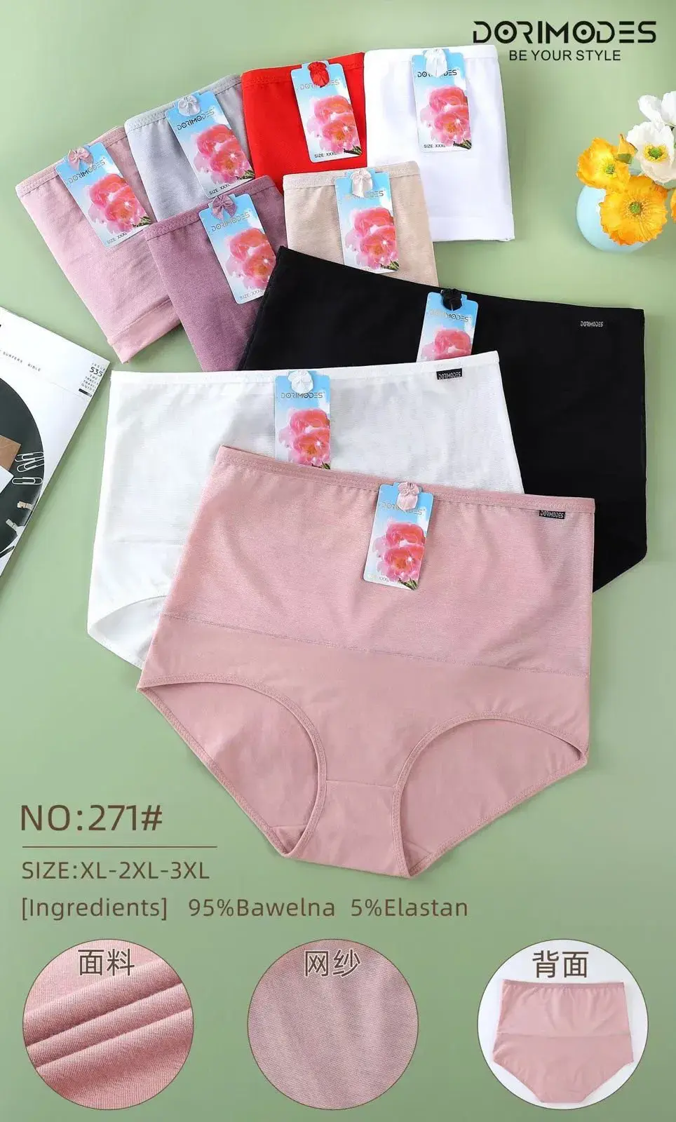 Majtki damskie XL-XXL 95% bawełna 5% elastan NO:271