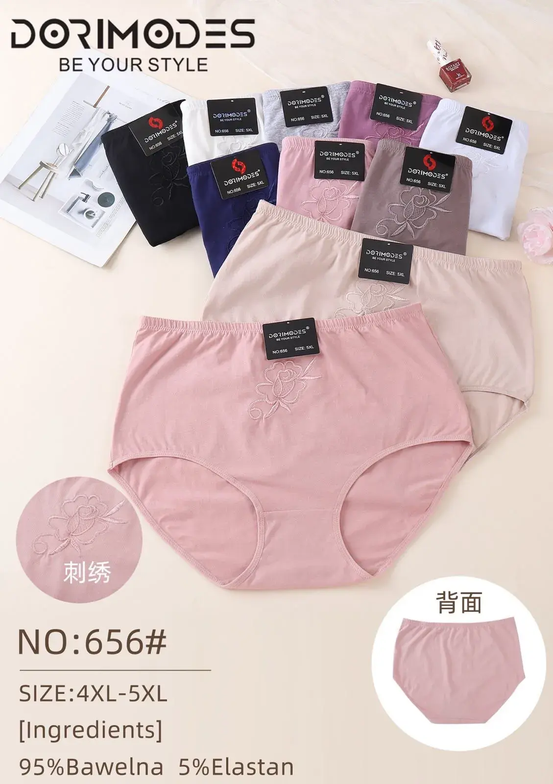 Majtki damskie DORIMODE 95% bawełna 5% elastan NO:656 XL-5XL