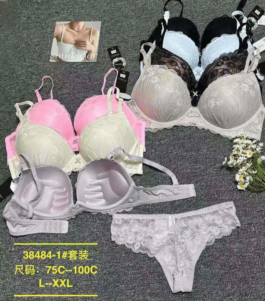 Komplet bielizny damskiej biustonosz + majtki 75C-100C L-XXL