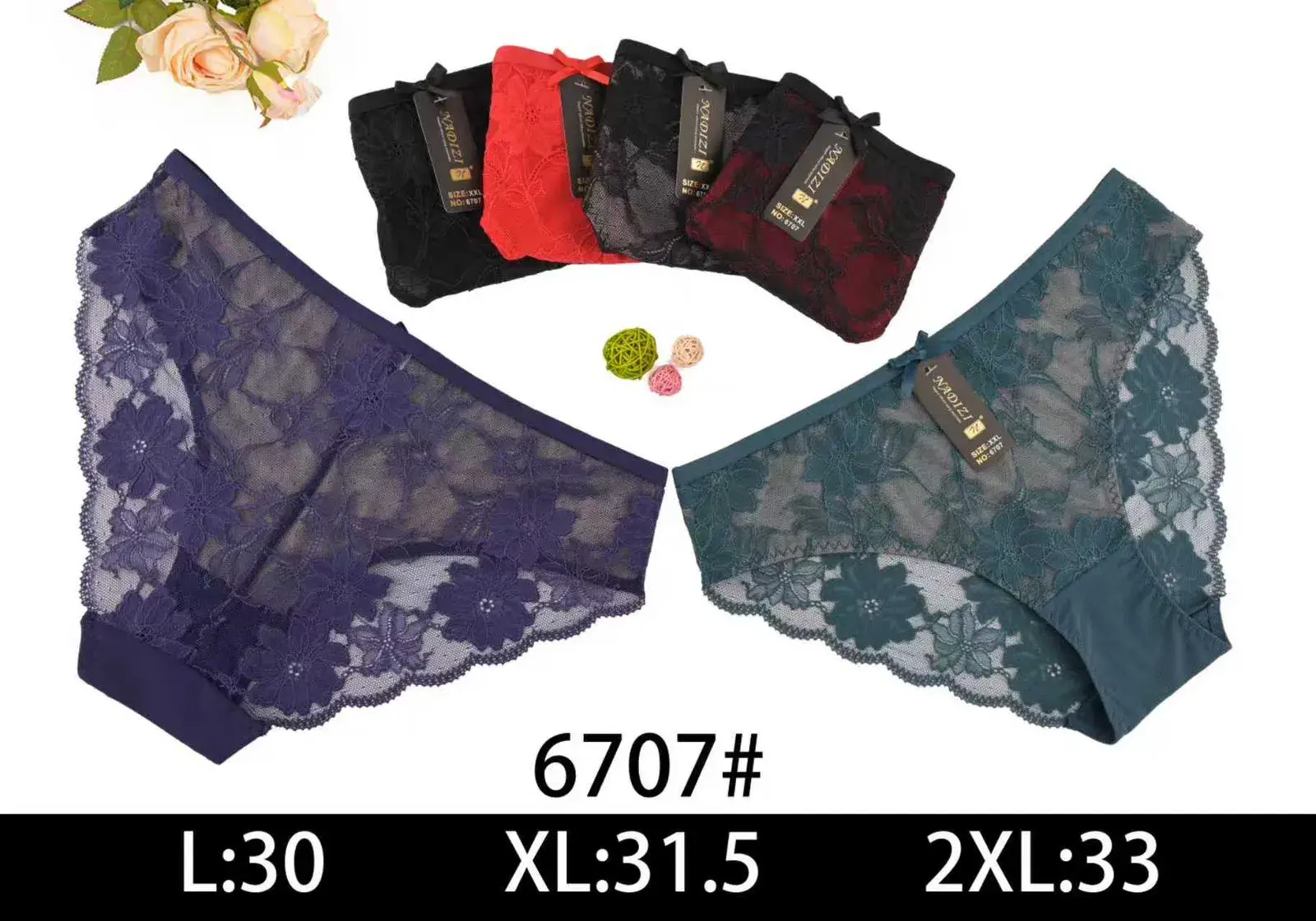 Majtki damskie koronkowe L:30 XL:31.5 2XL:33 6707#
