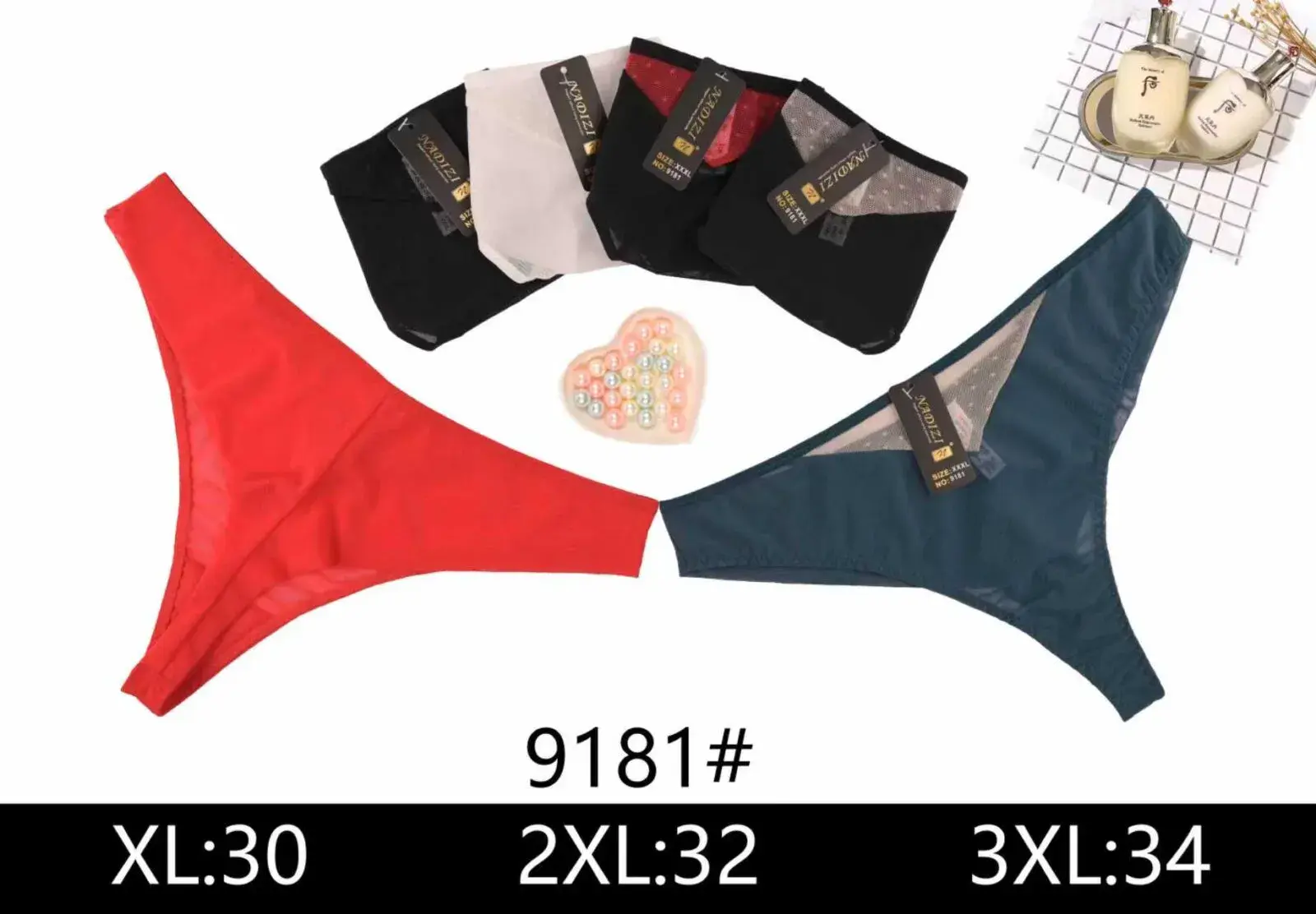 Majtki damskie stringi XL-3XL, 5 szt. w zestawie