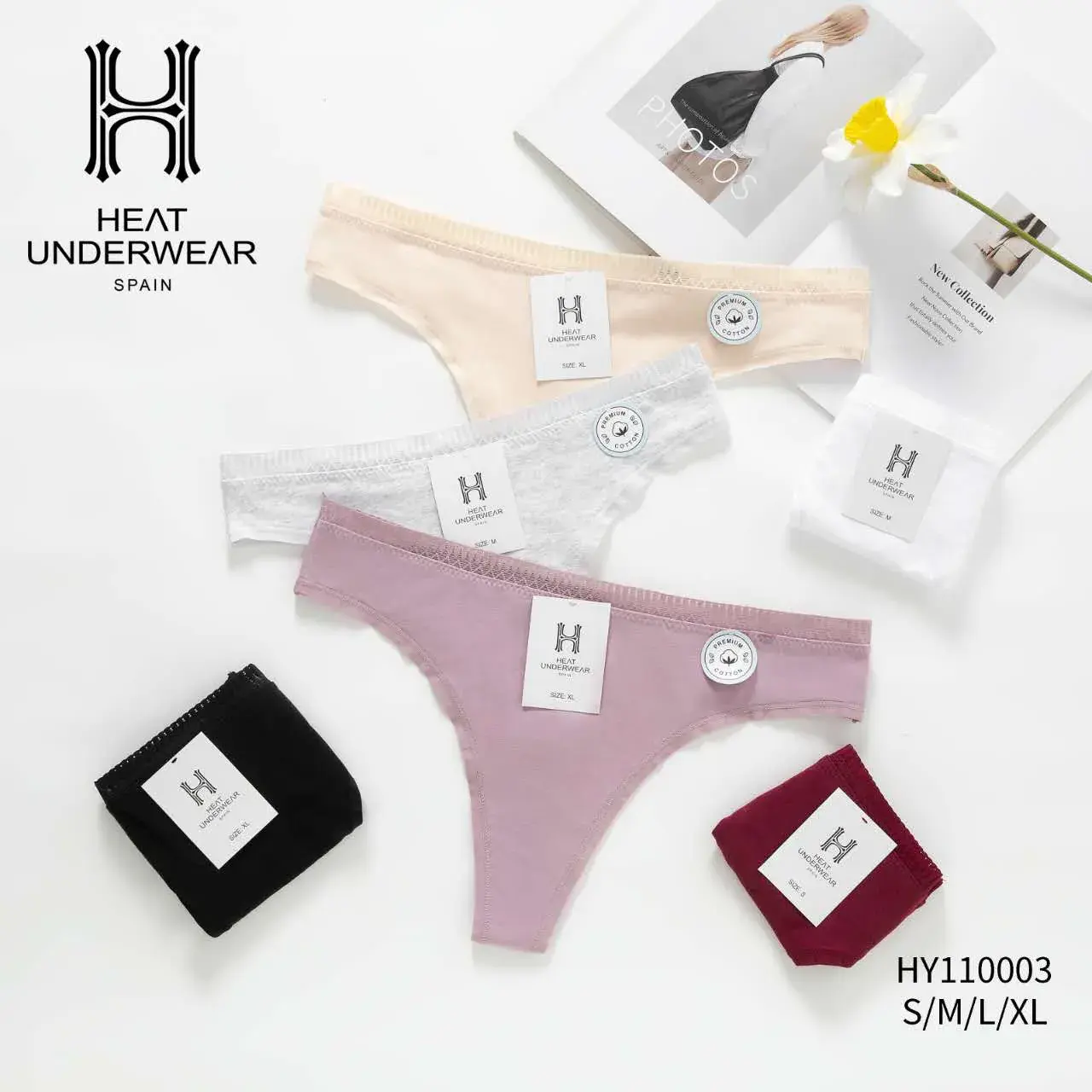 Majtki damskie Heat Underwear S/M/L/XL beżowe/szare/różowe/białe/czarne/czerwone