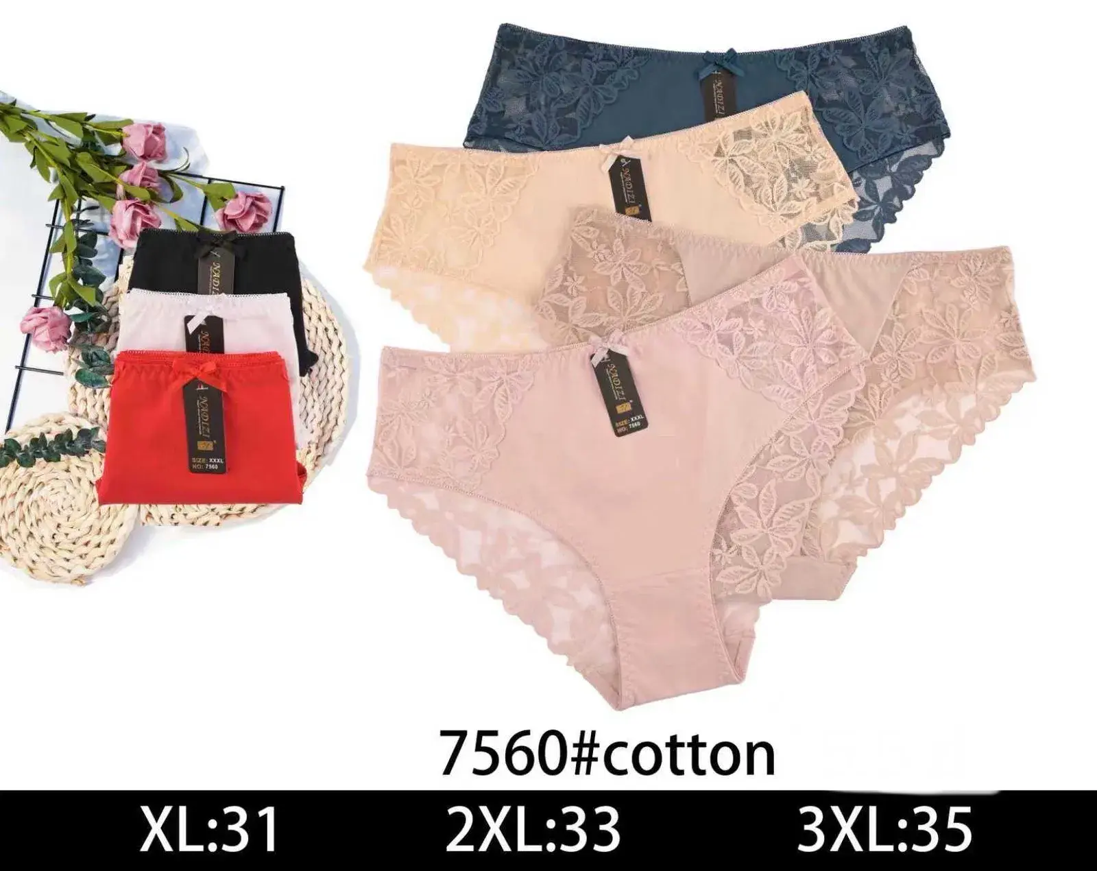 Majtki damskie koronkowe bawełniane XL-3XL 75560