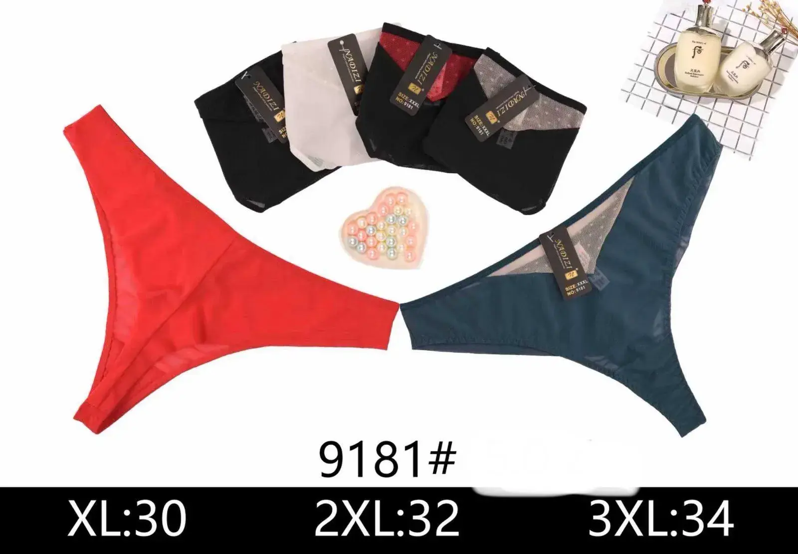Majtki damskie stringi 9181# L-30 2XL-32 3XL-34