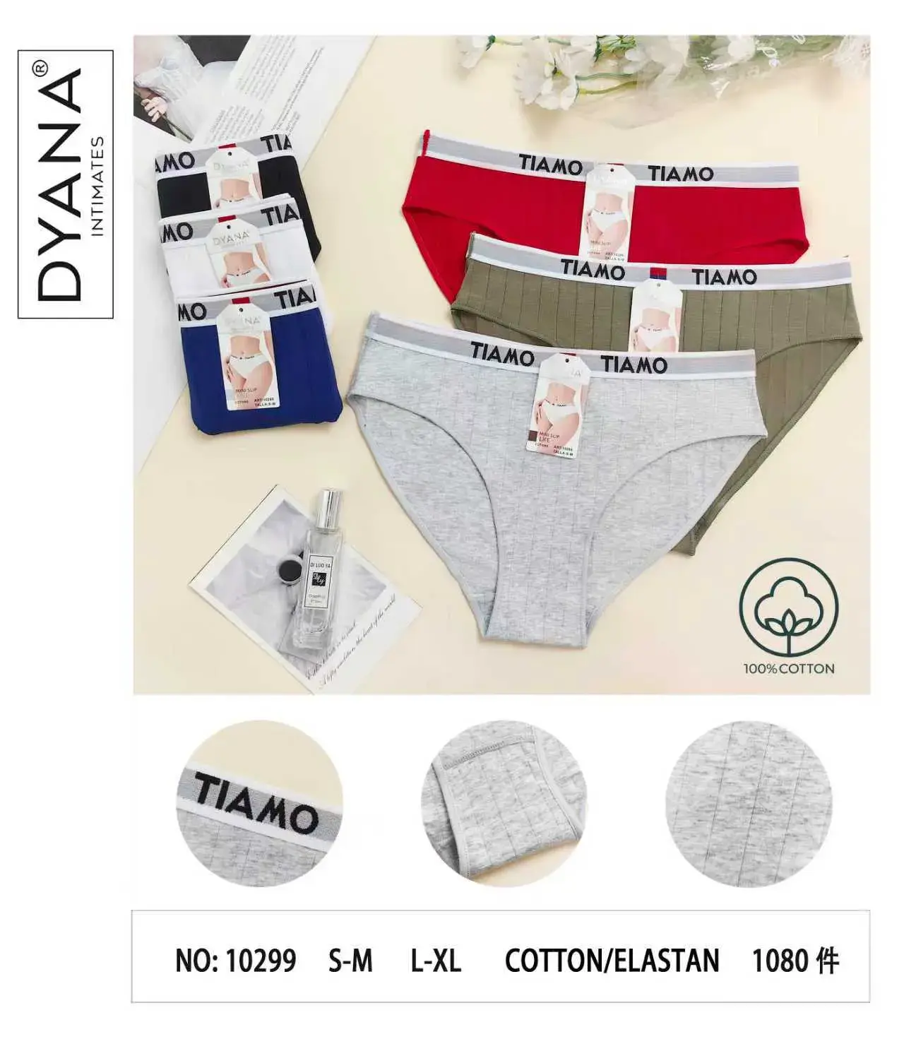 Majtki damskie Tiamo 5 szt S-L XL bawełna/elastan