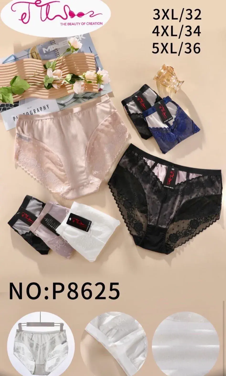 Majtki damskie 3XL/32, 4XL/34, 5XL/36 NO. P8625