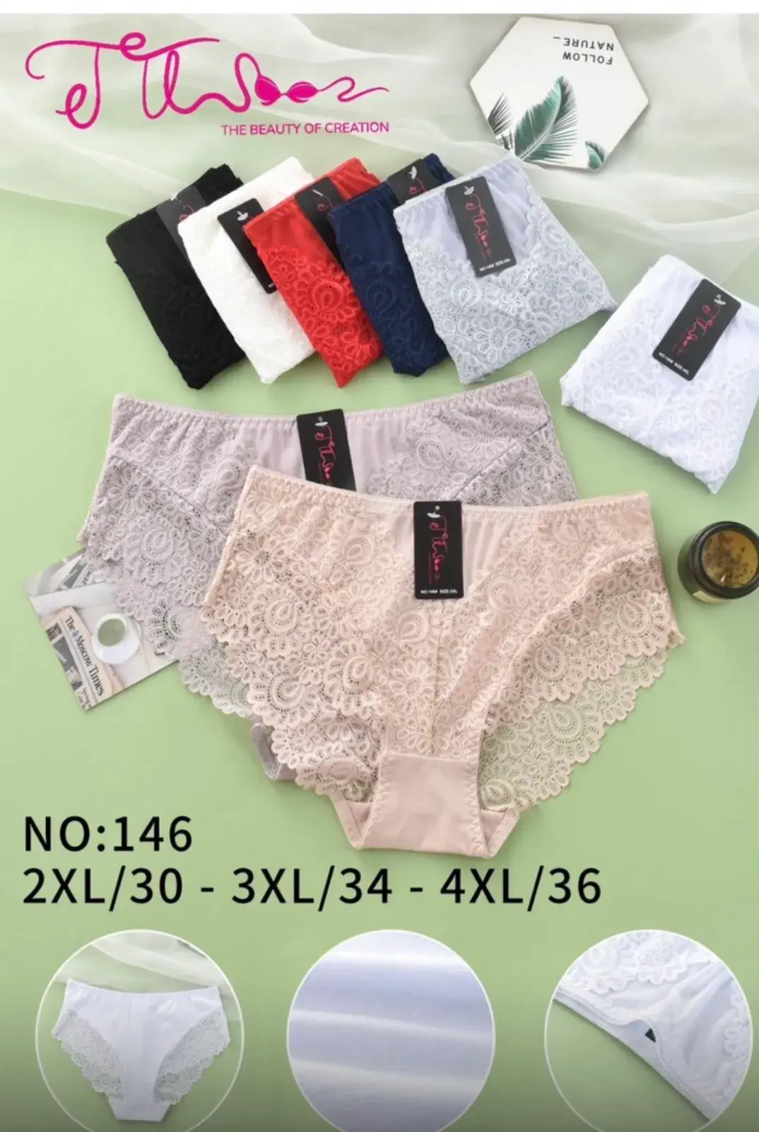 Majtki damskie koronkowe NO.146 2XL/30-4XL/36