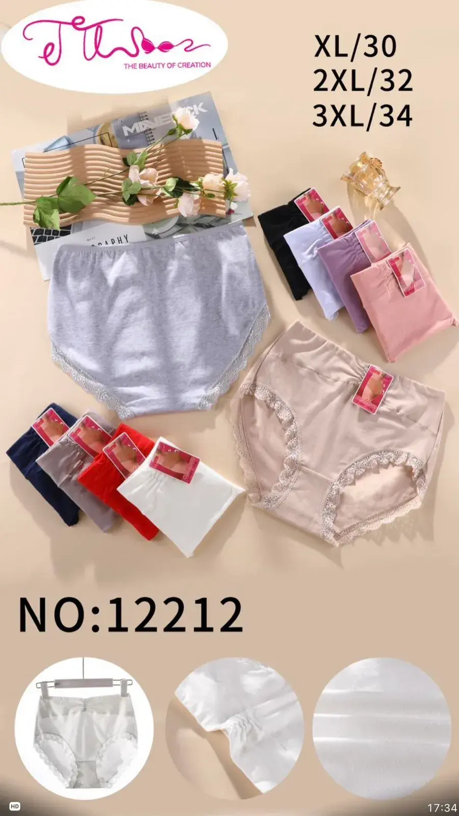 Majtki damskie XL/30, 2XL/32, 3XL/34 NO:12212