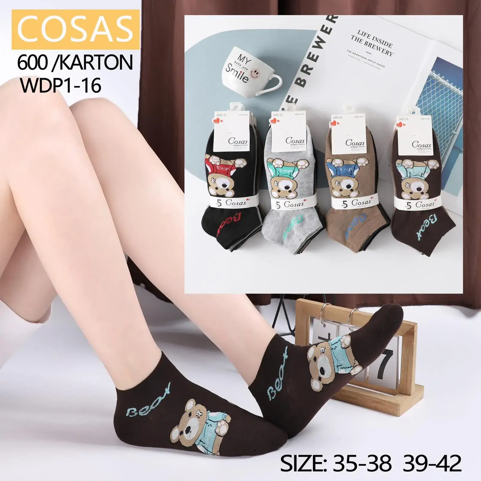 Skarpetki damskie CosasAS z misiem 600/WDP-16T 35-38/39-42