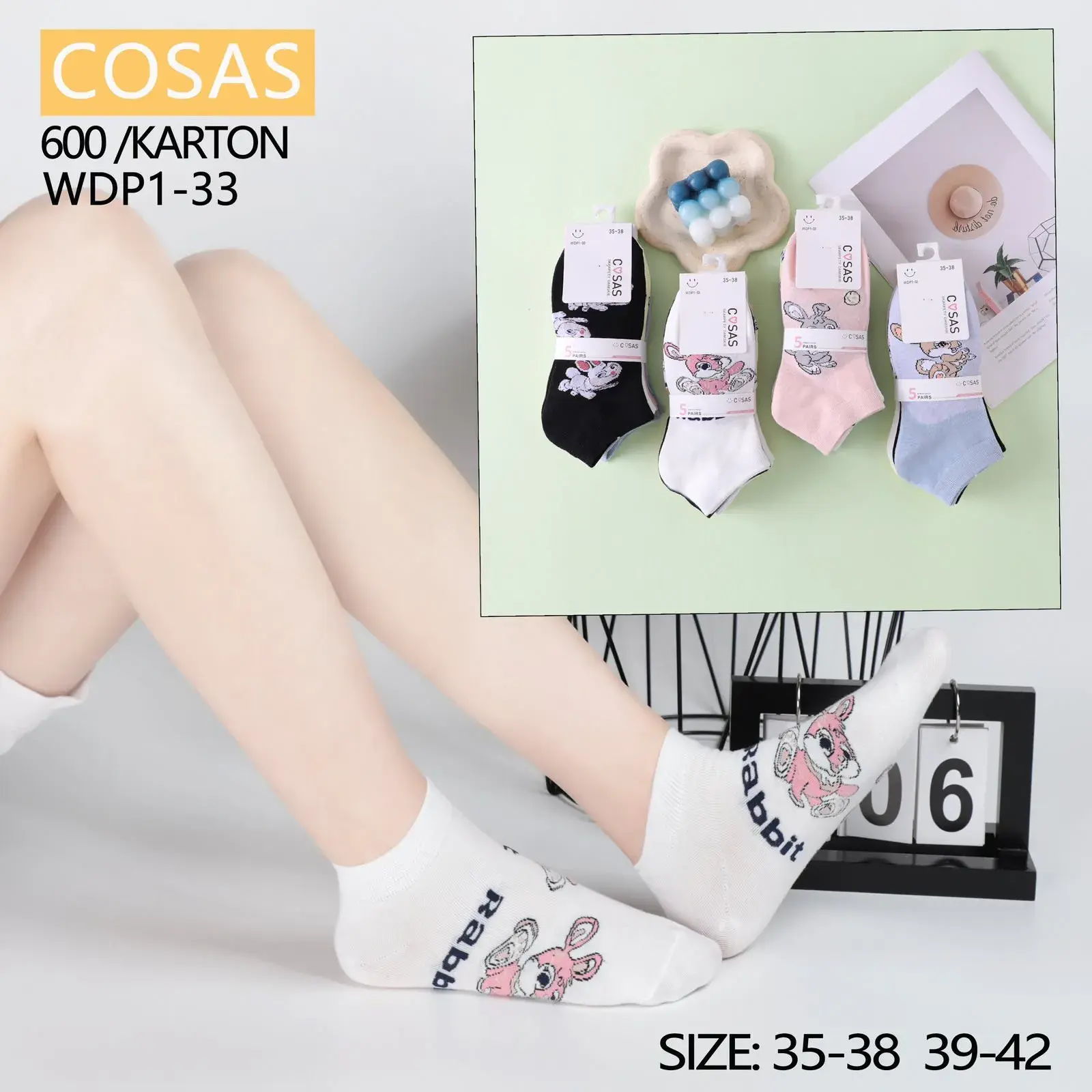 Skarpetki damskie COSASAS WDP-133 króliczki rozmiar 35-38/39-42