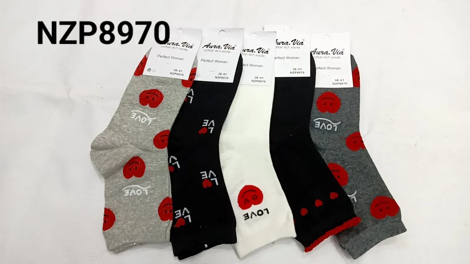 Skarpetki damskie LOVE wzór serce 5 par NZA970
