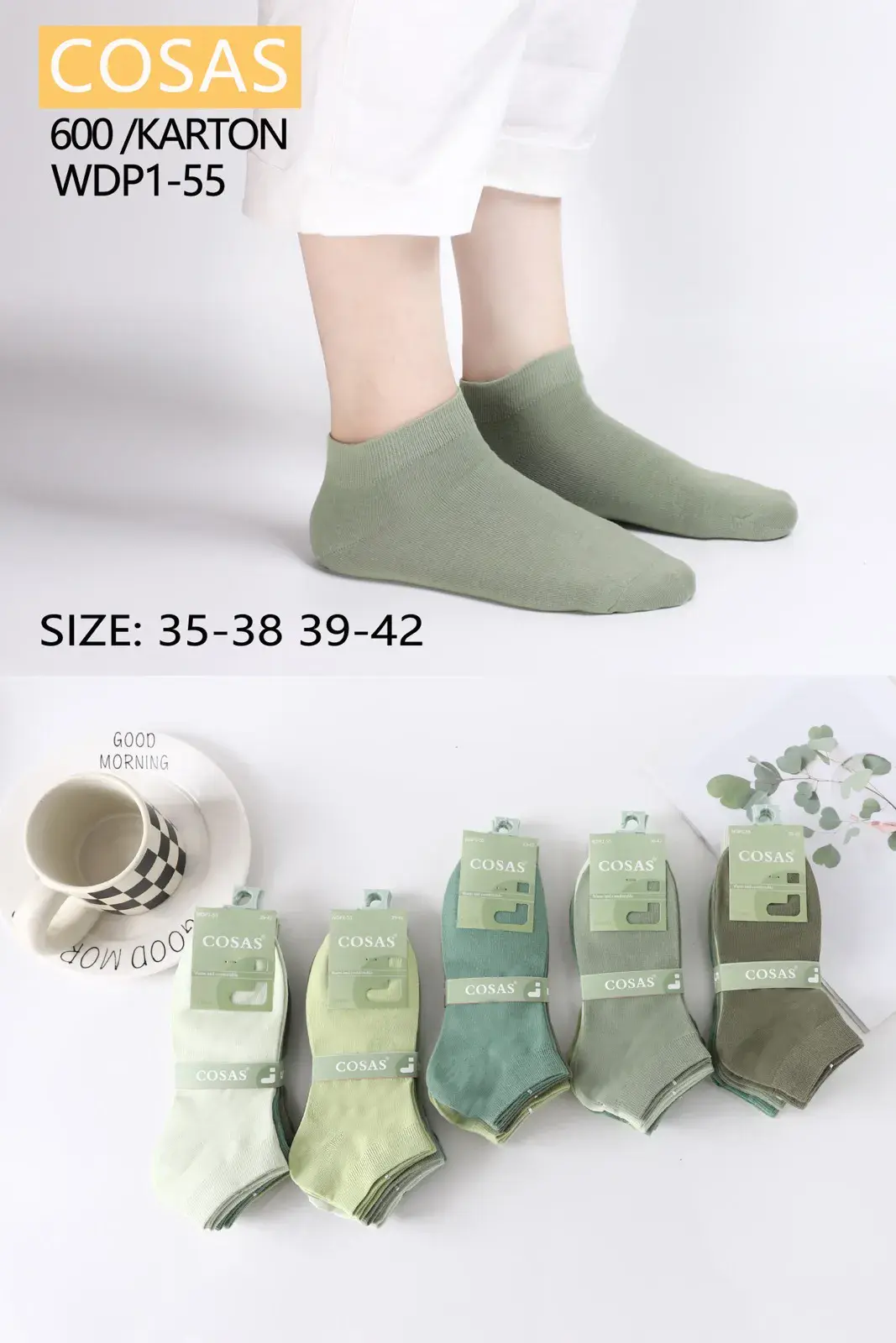 Skarpetki damskie COSASAS zielone WDP-55 roz. 35-38/39-42