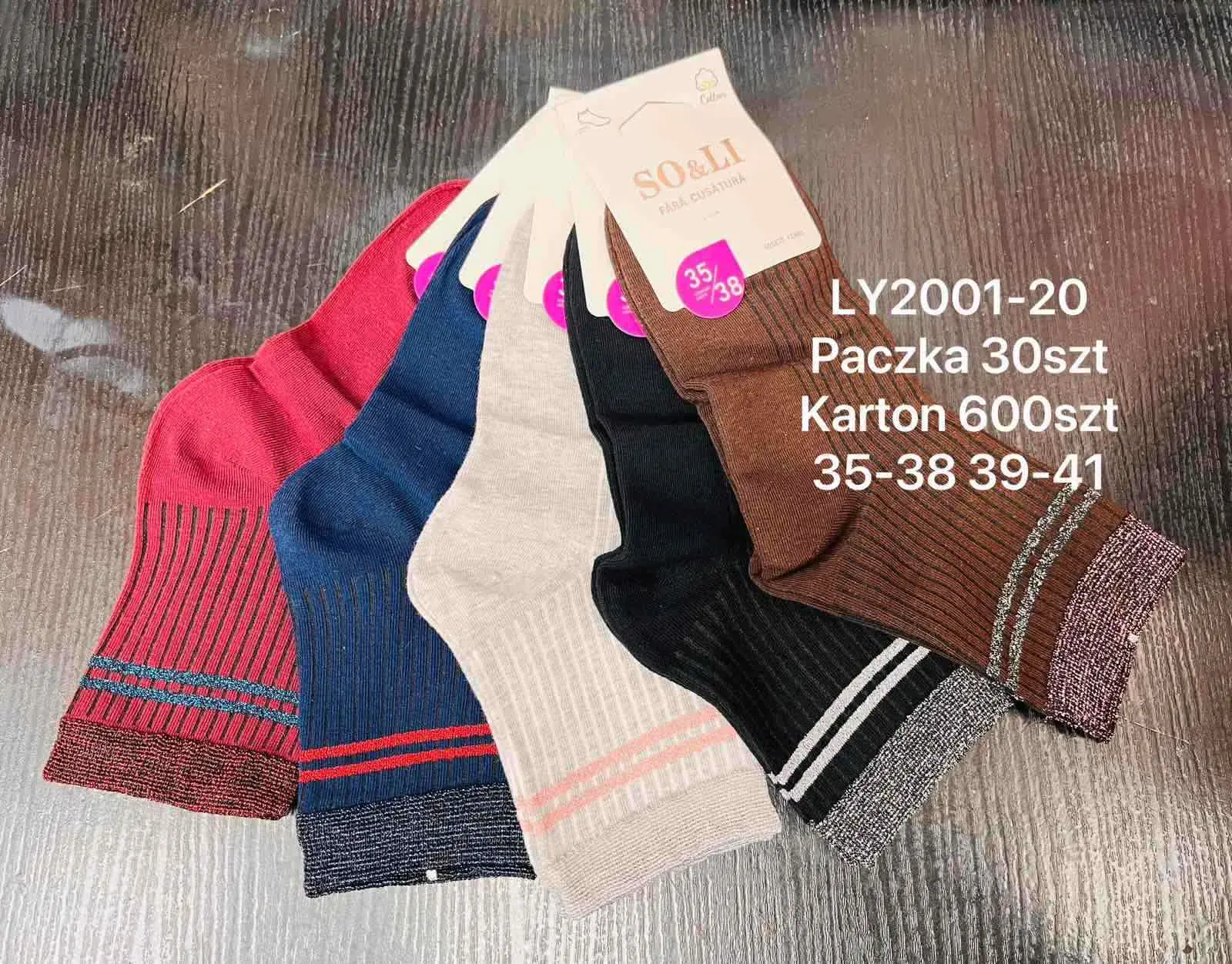 Skarpetki damskie Soli LY2001-20 paczka 30 szt 35-38/39-41