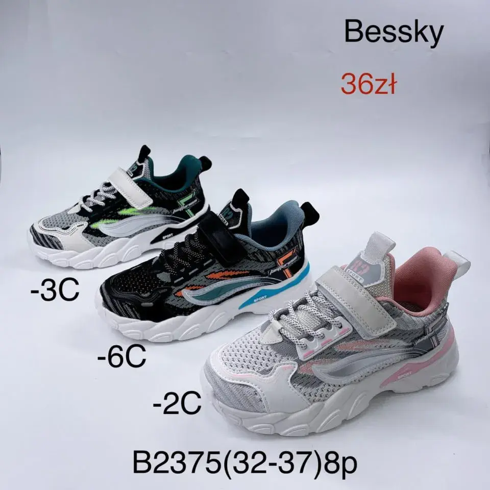 Trampki dziecięce Bessky sportowe r. 32-37 siateczka na rzep B2375