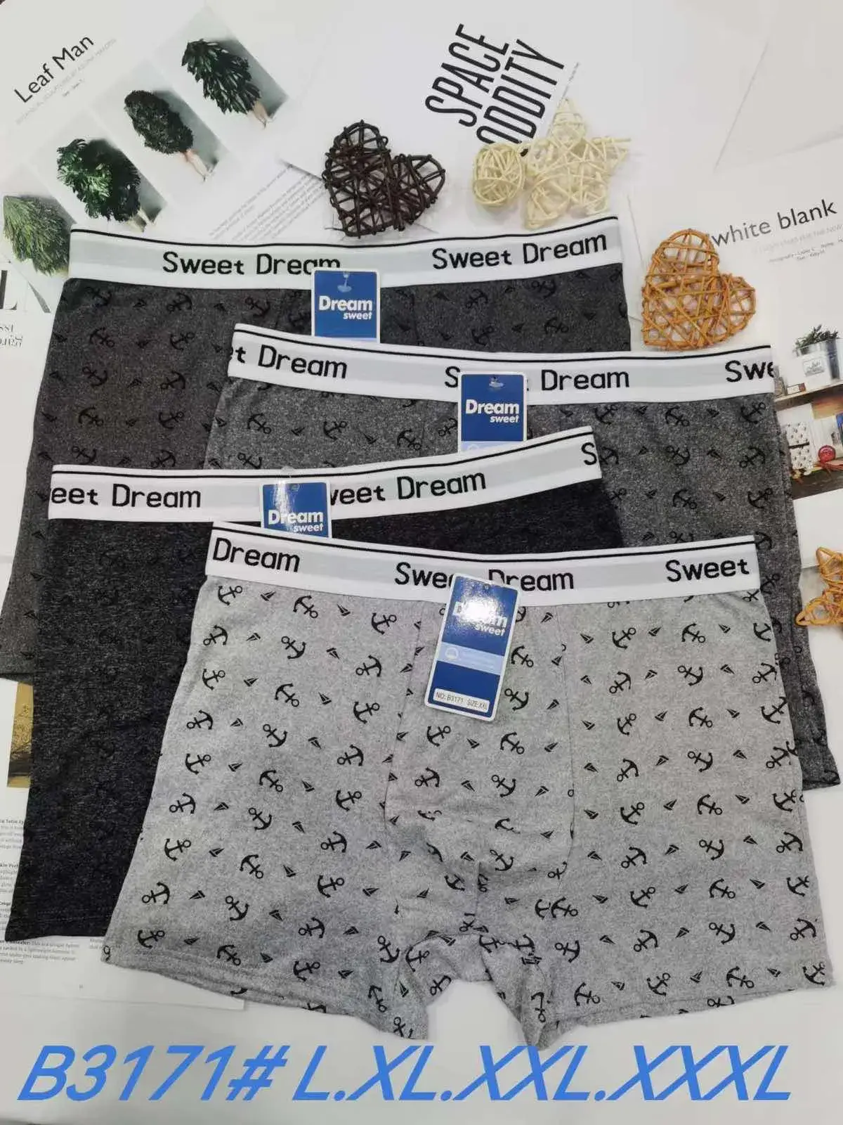 Bokserki męskie Sweet Dream szare L-XXL-XXL-XXXXL