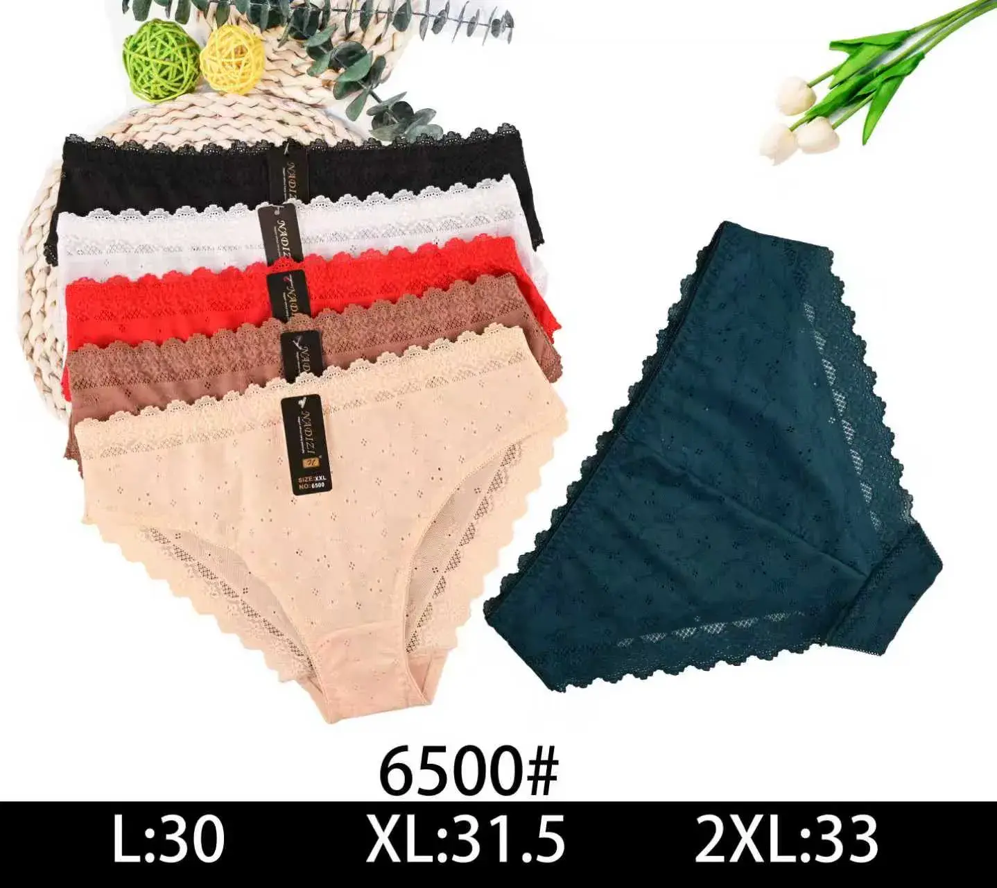 Majtki damskie koronkowe L:30 XL:31.5 2XL:33 cm 6500#