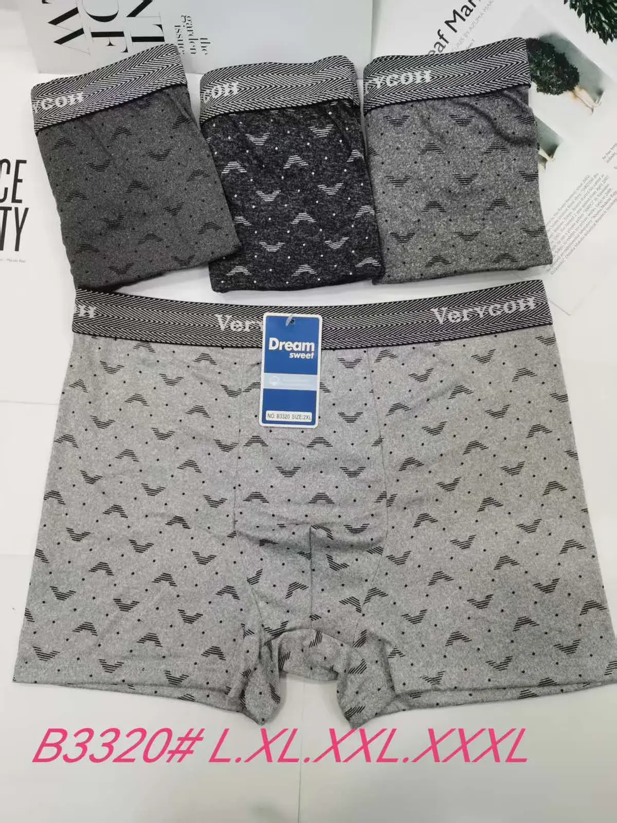 Bokserki męskie Vertoch szare wzorzyste B3320 L-5XL