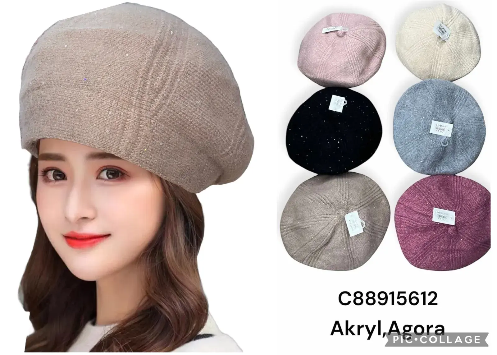Czapki damskie wełniane Akryl Agora C88915612