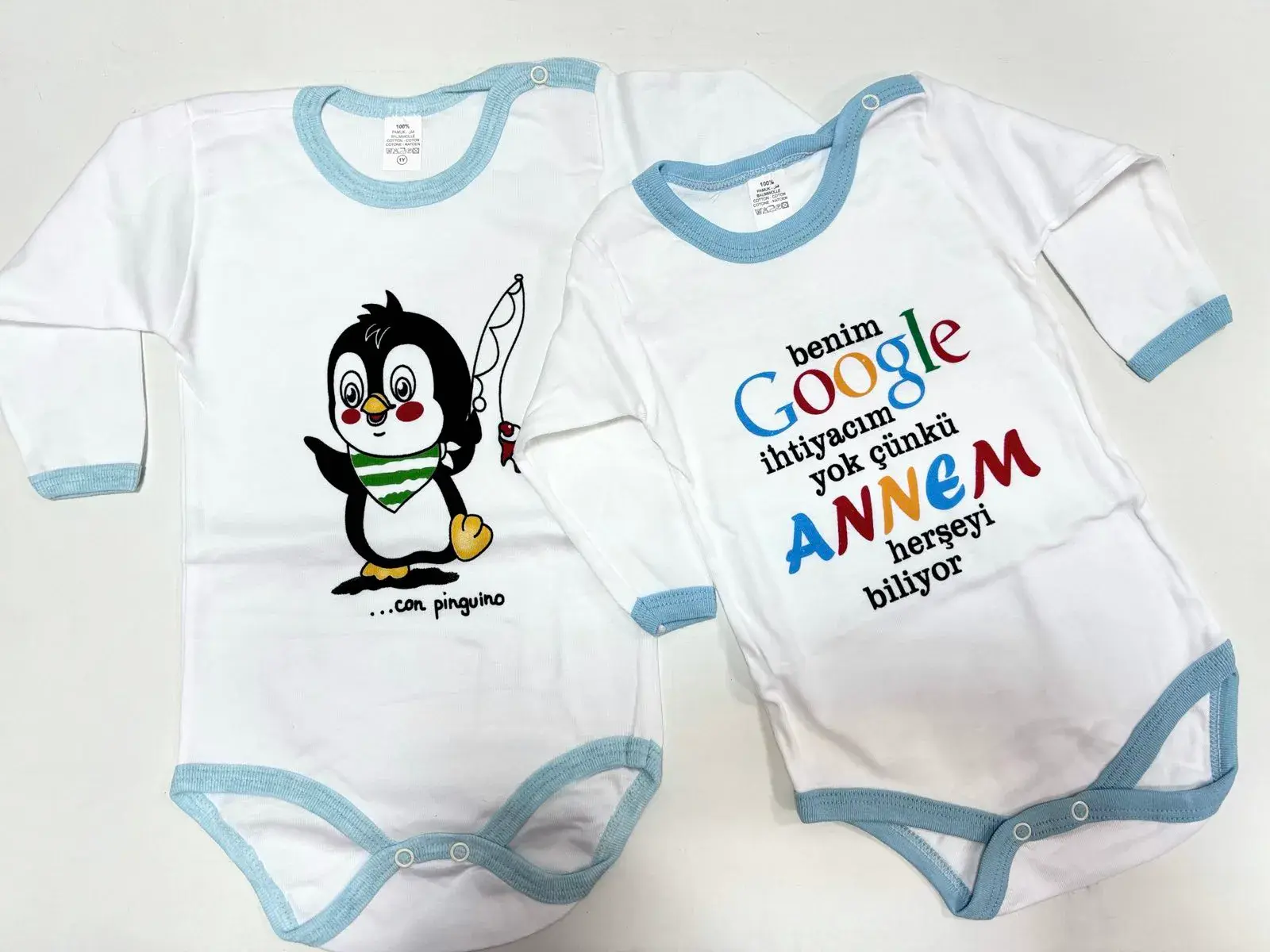 Zestaw body niemowlęce pingwin 1-3M, 2 szt
