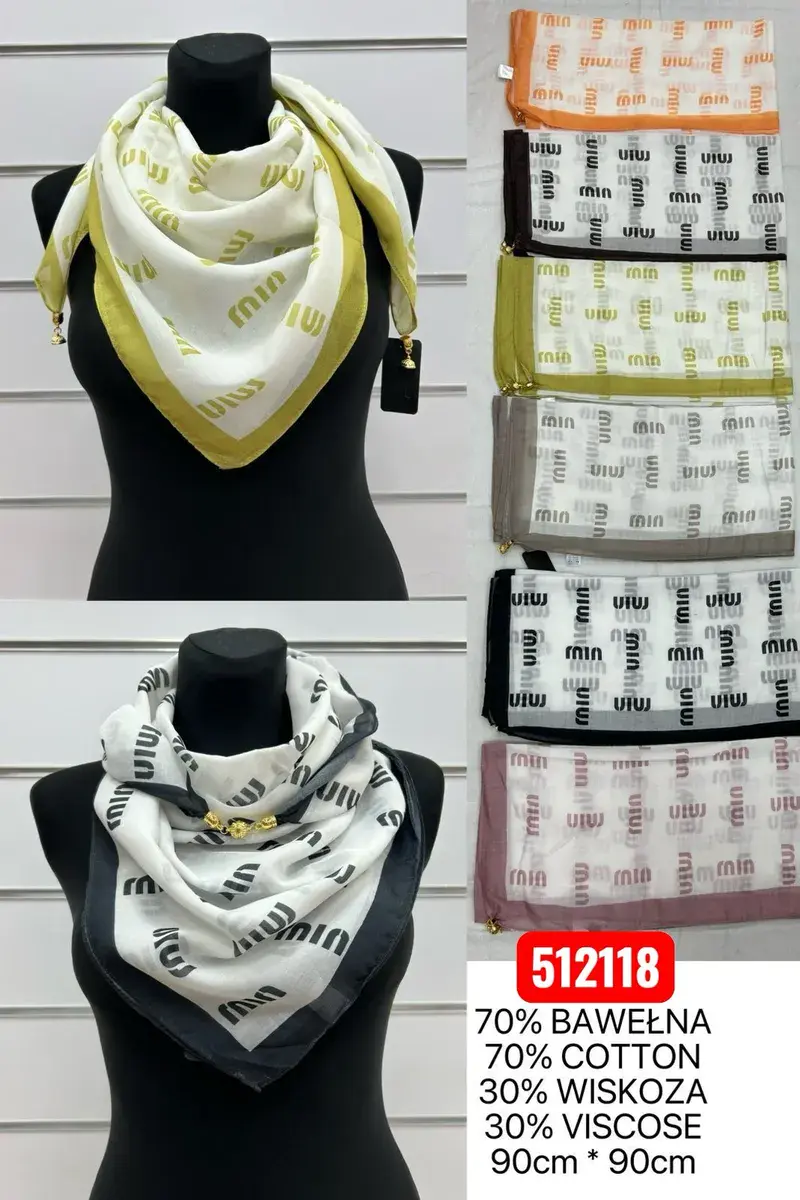 Chusty Kwadratowe Mix Monogram 70% Bawełna 90x90cm