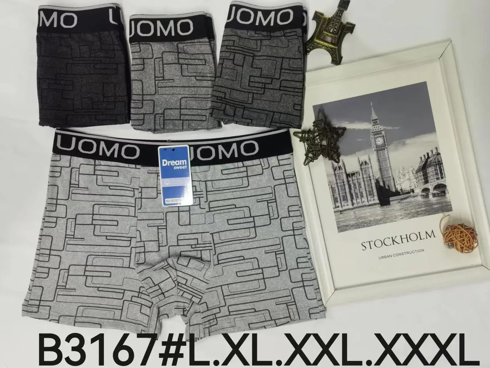 Bokserki męskie JOMO szare wzór geometryczny L-XXXXXL