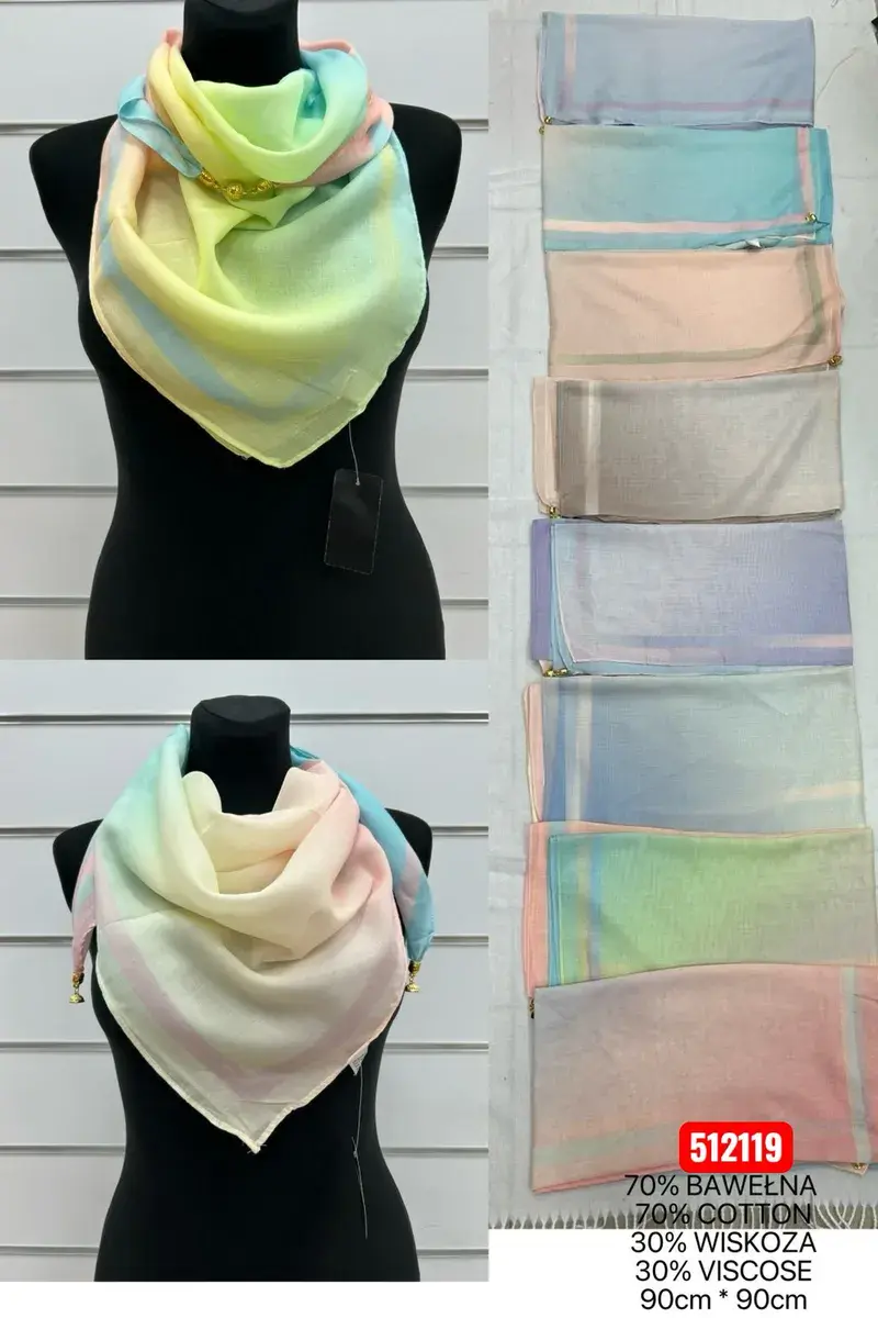 Chusty damskie mix 70% bawełna 30% wiskoza 90x90cm