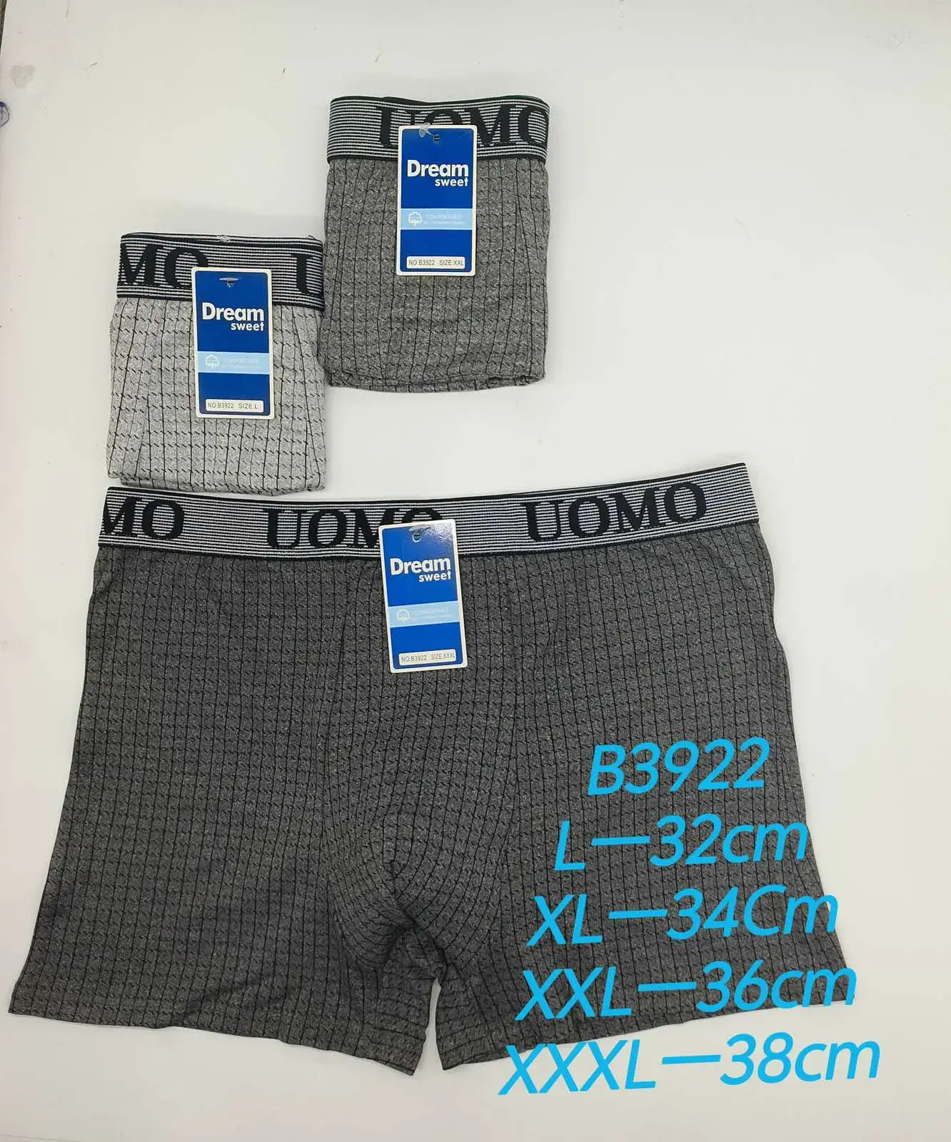 Bokserki męskie szare UOMO szwedowe L-XXXXL