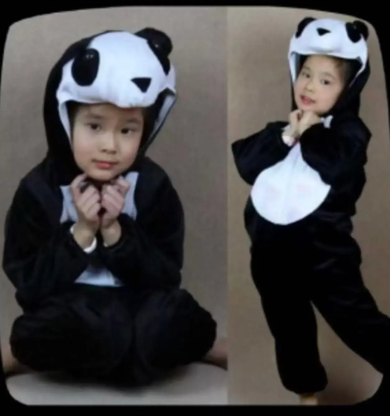 Kombinezon panda dla dzieci z kapturem