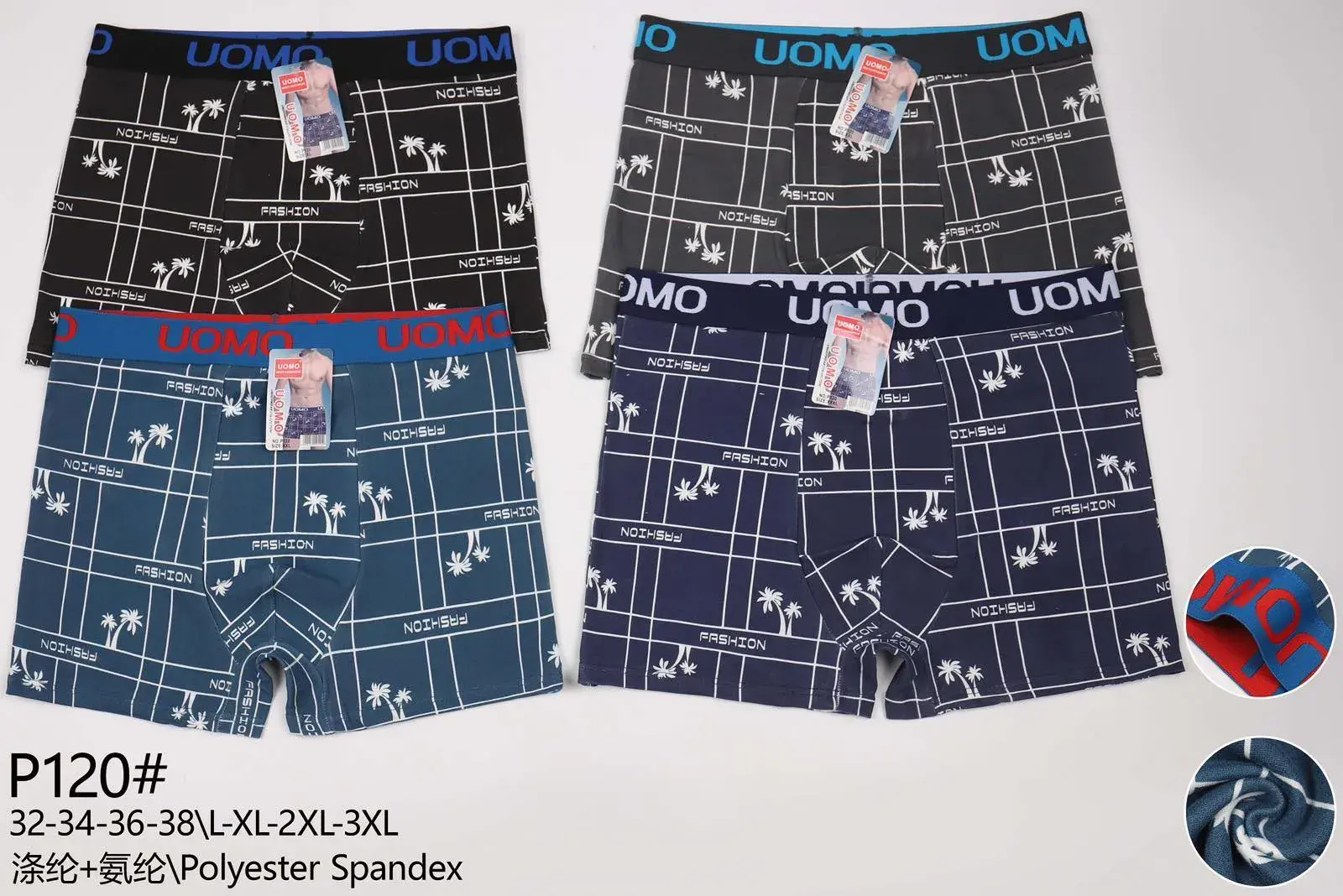 Bokserki męskie UOMO P124-L-XL 4 szt. poliester spandex