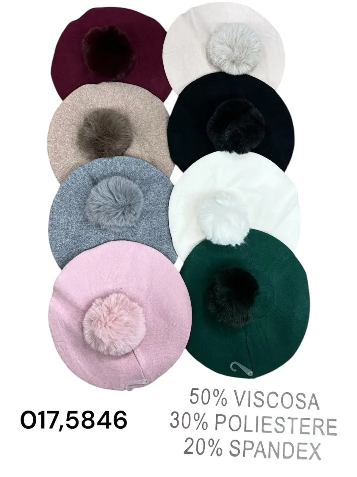 Czapki damskie beanie z pomponem 50% wiskoza