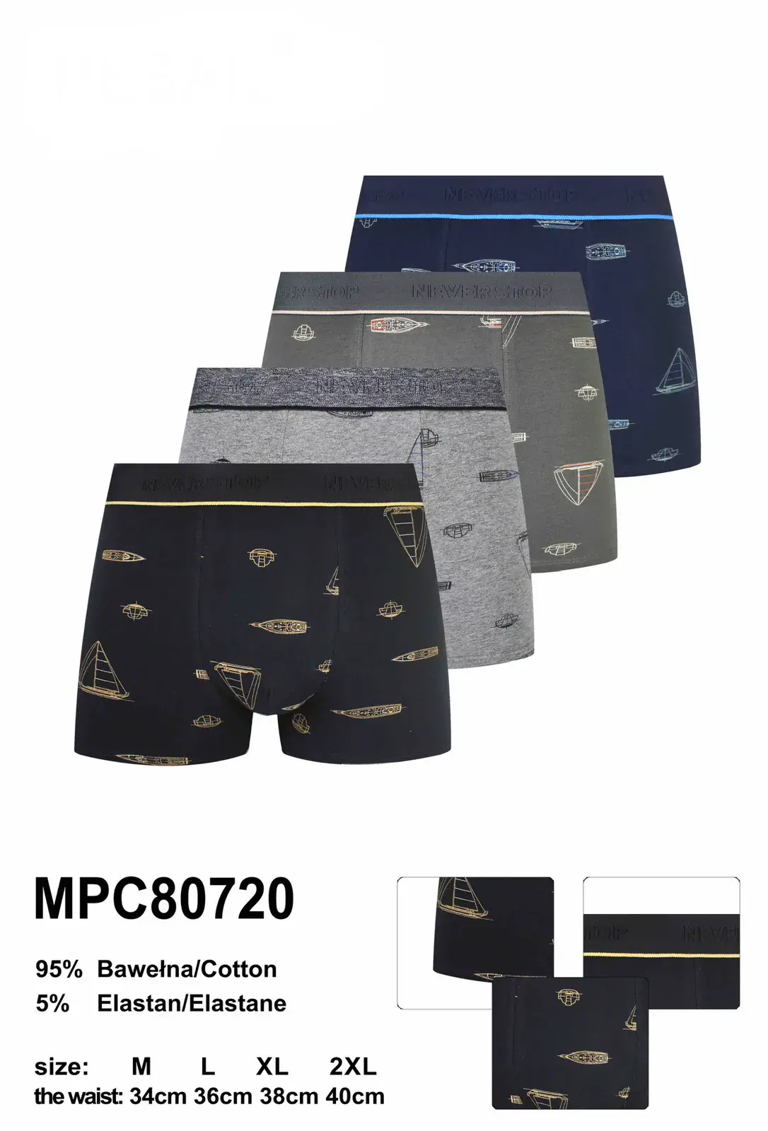Bokserki męskie 95% bawełna XL, 4 szt. MP C80720