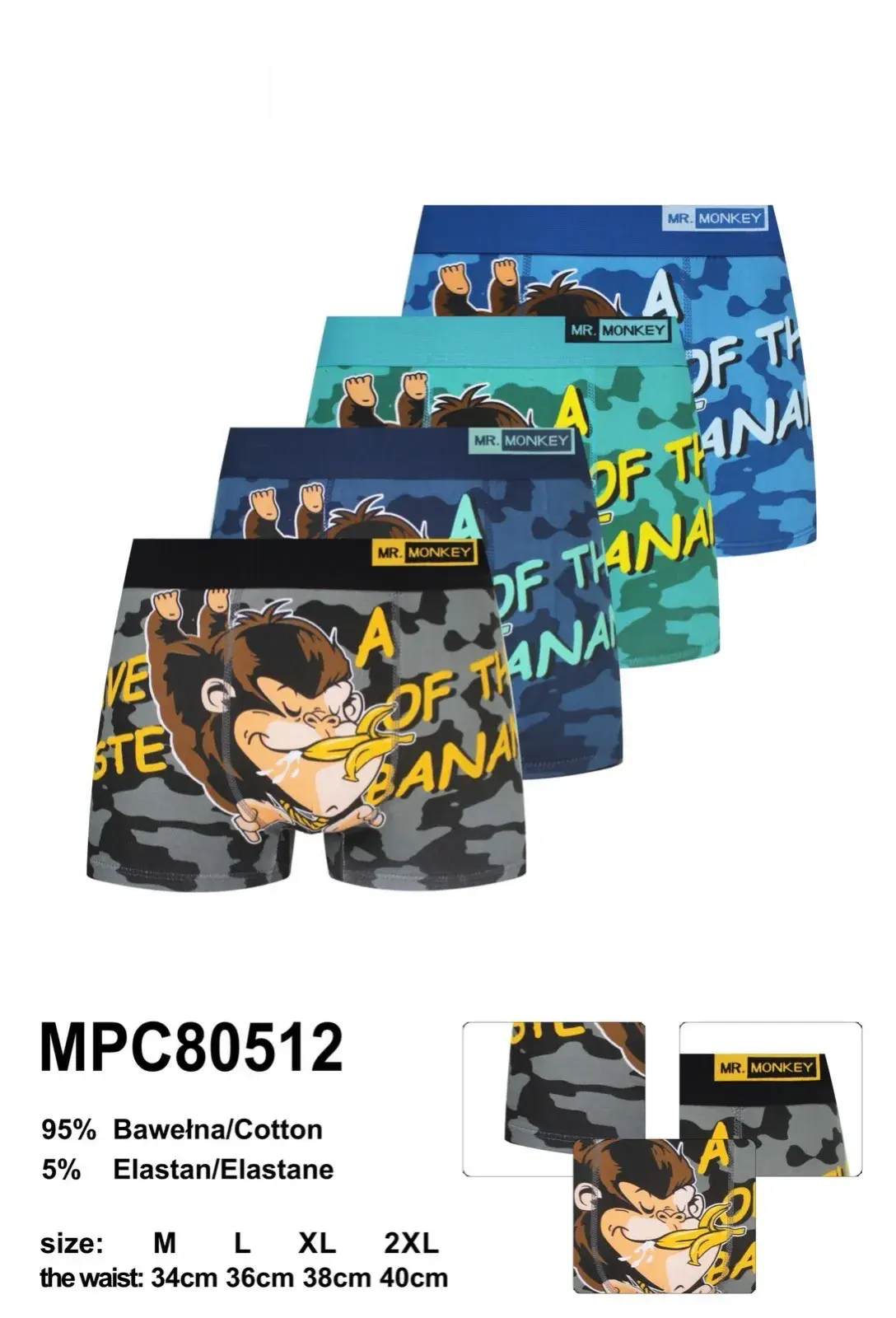 Bokserki męskie Monkey of the Banana M/L/XL 36 cm