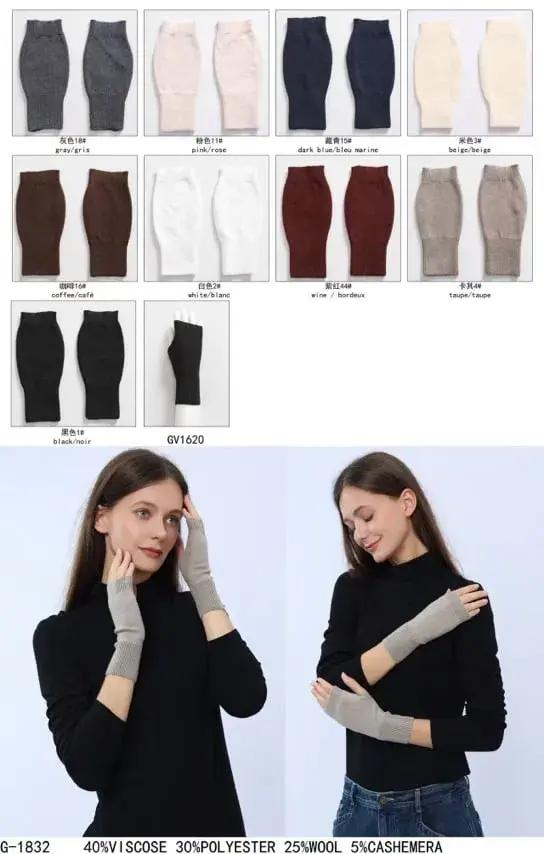 Rękawiczki damskie na rękę 40% wiskoza 30% poliester 20% wool 10% shemer