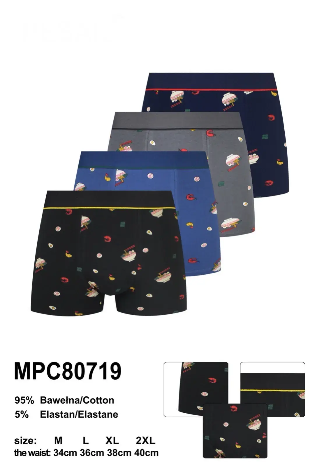 Bokserki męskie bawełniane 95% z elastanem 5% XL-XXL