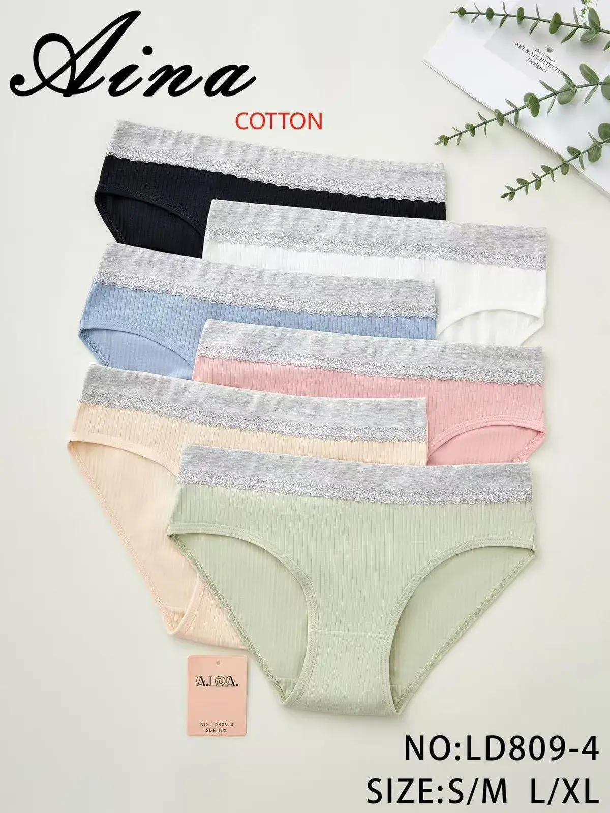 Majtki damskie Aina Cotton bawełniane S/M L/XL 5 szt
