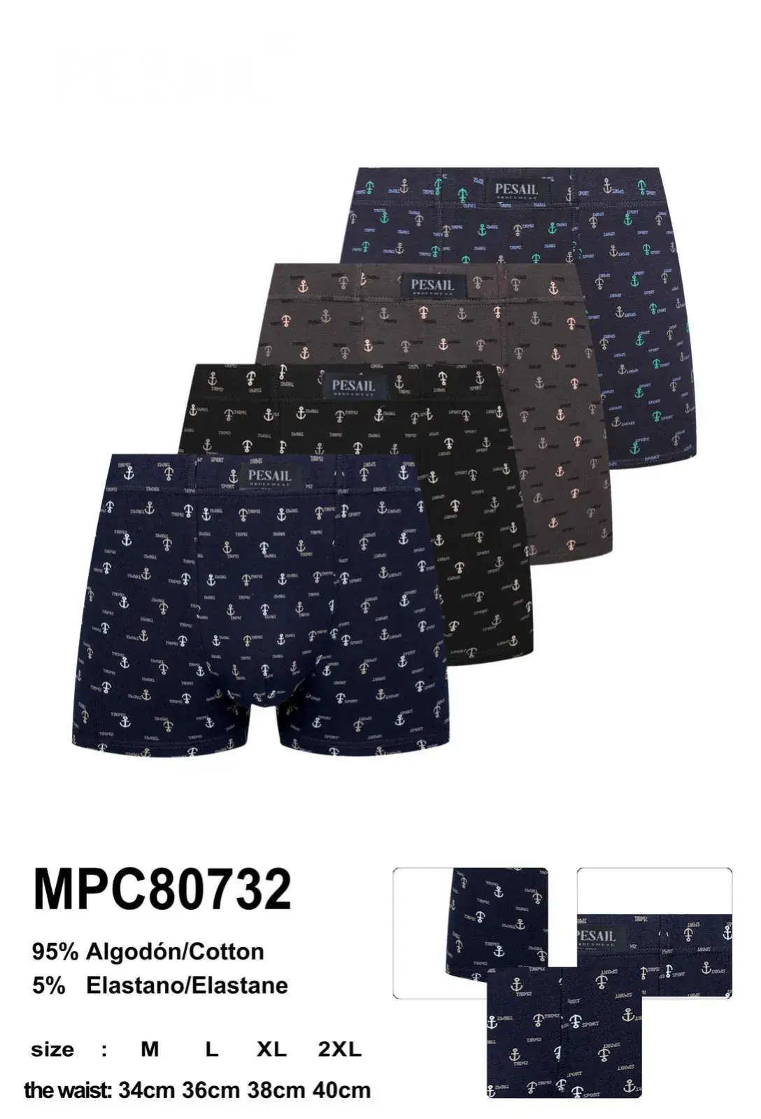 Bokserki męskie Peso 95% bawełna XL MP C80732