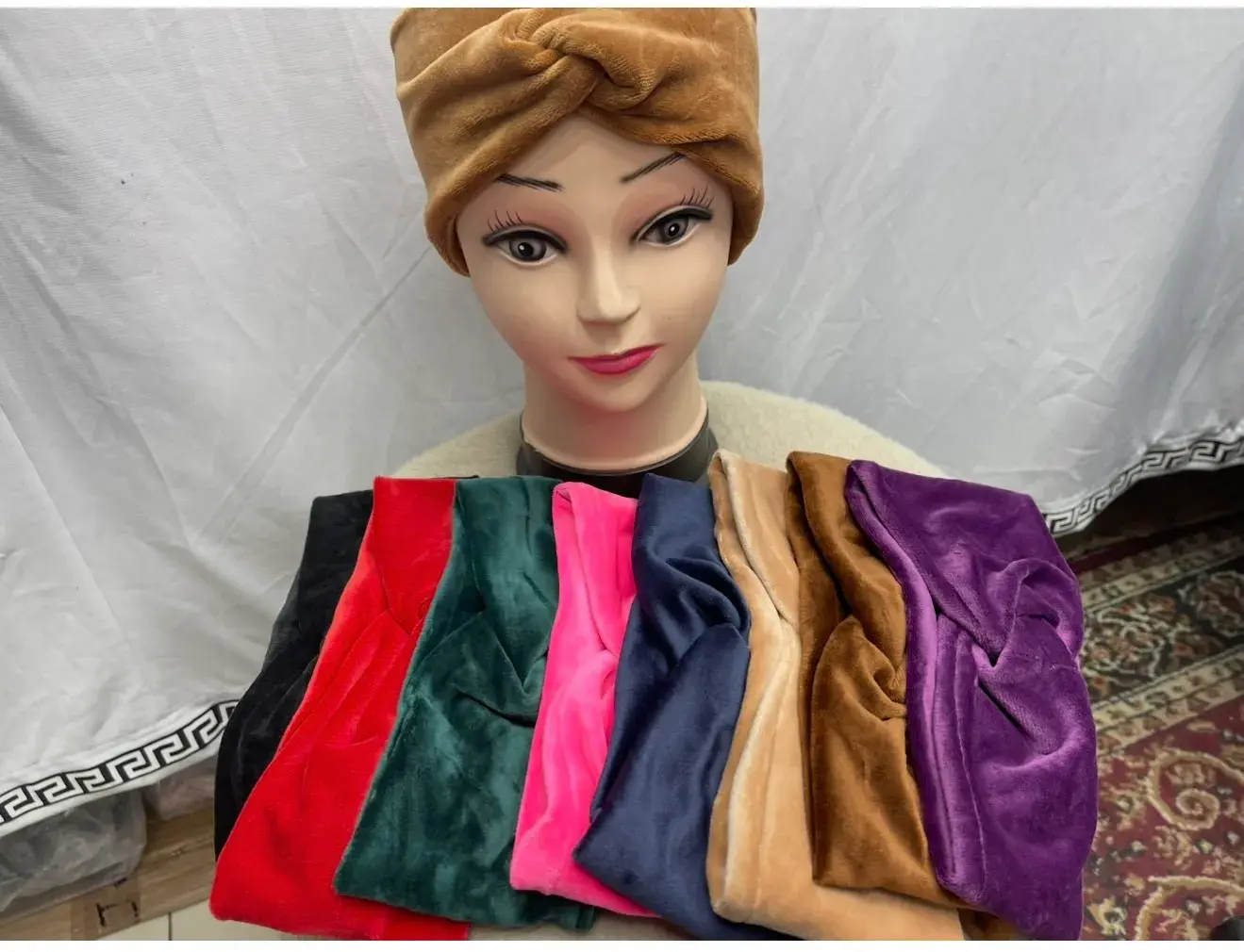 Opaski damskie zamszowe turban, mix kolorów