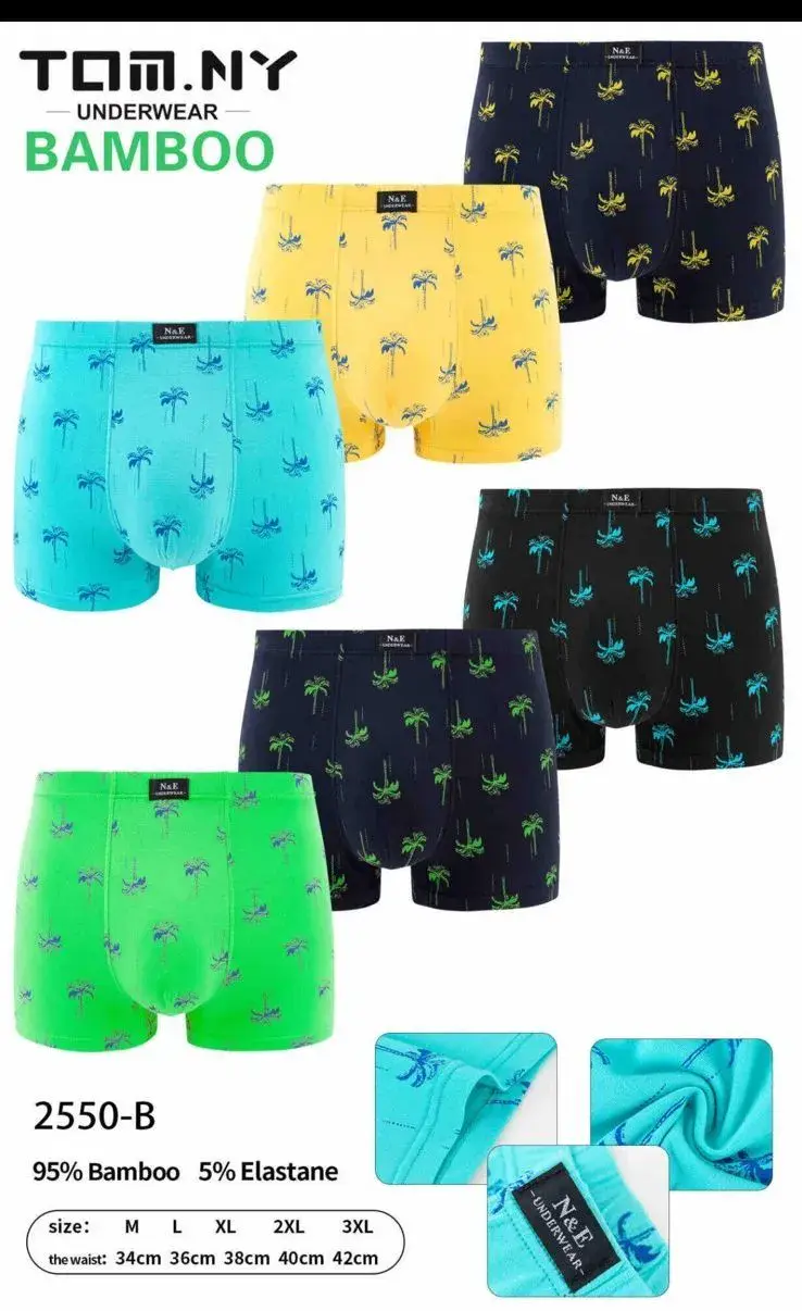 Bokserki męskie Tommy NY bambusowe wzór palm 5 szt S-XXL