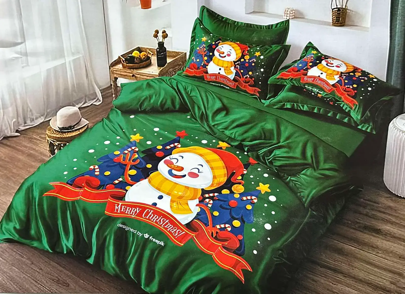 Komplet Pościeli Milano 5D 4CZ 160/200 Śnieg Zielony